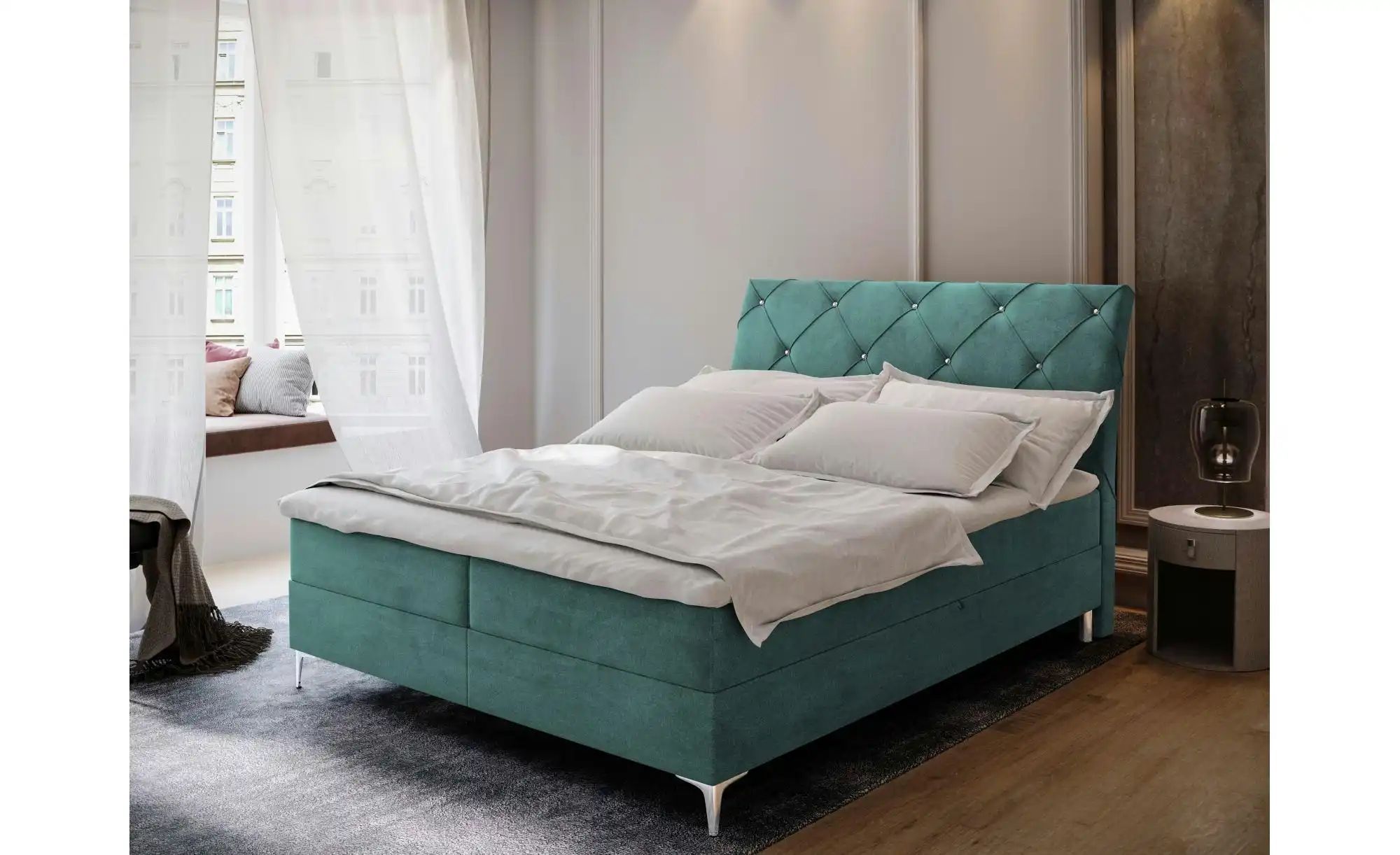 MASSENO Boxbett mit Bettkasten Macon ¦ blau ¦ Maße (cm): B: 160 H: 118 Bett günstig online kaufen