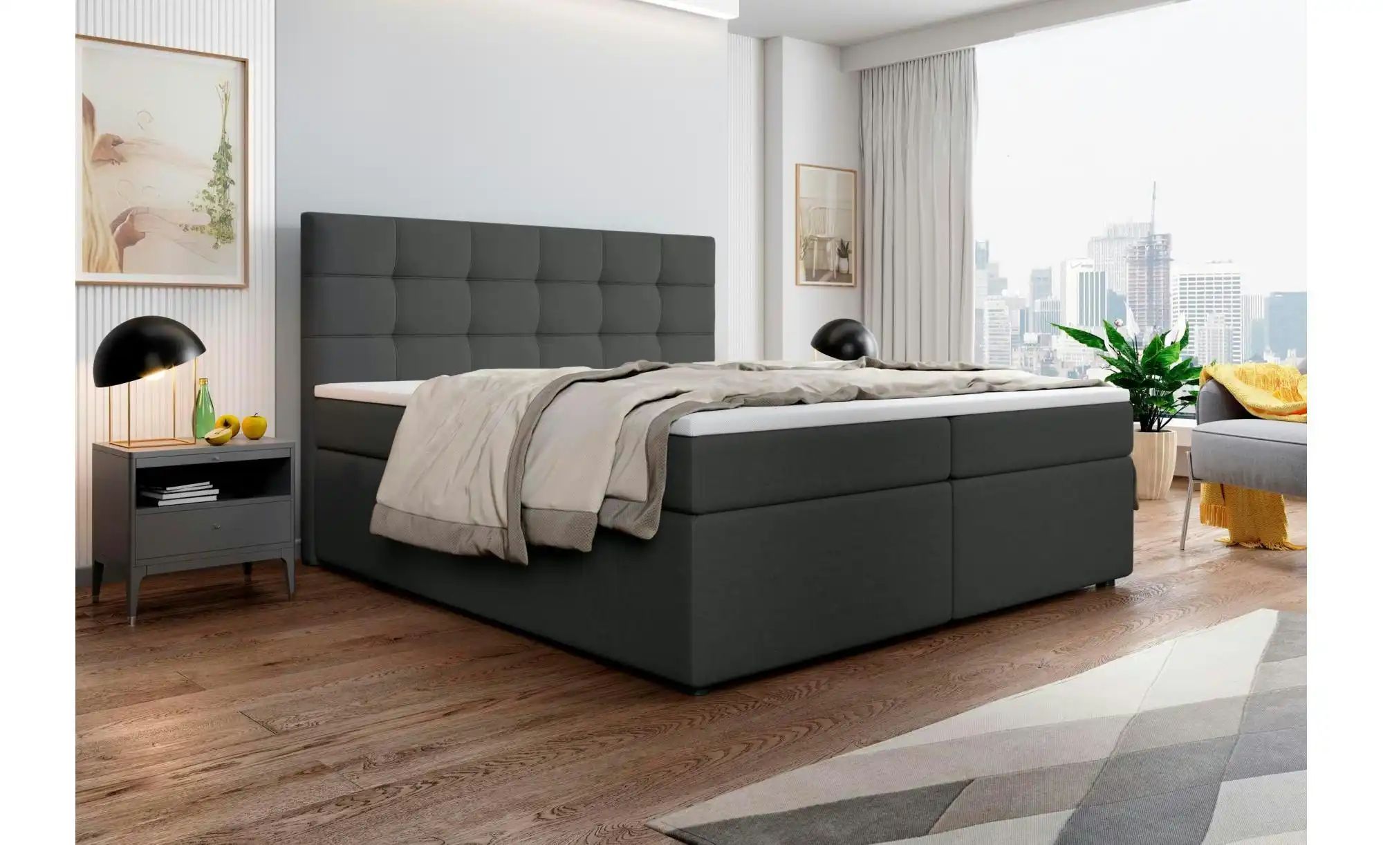 MASSENO Boxbett mit Bettkasten Palma ¦ grau ¦ Maße (cm): B: 160 H: 120 Bett günstig online kaufen