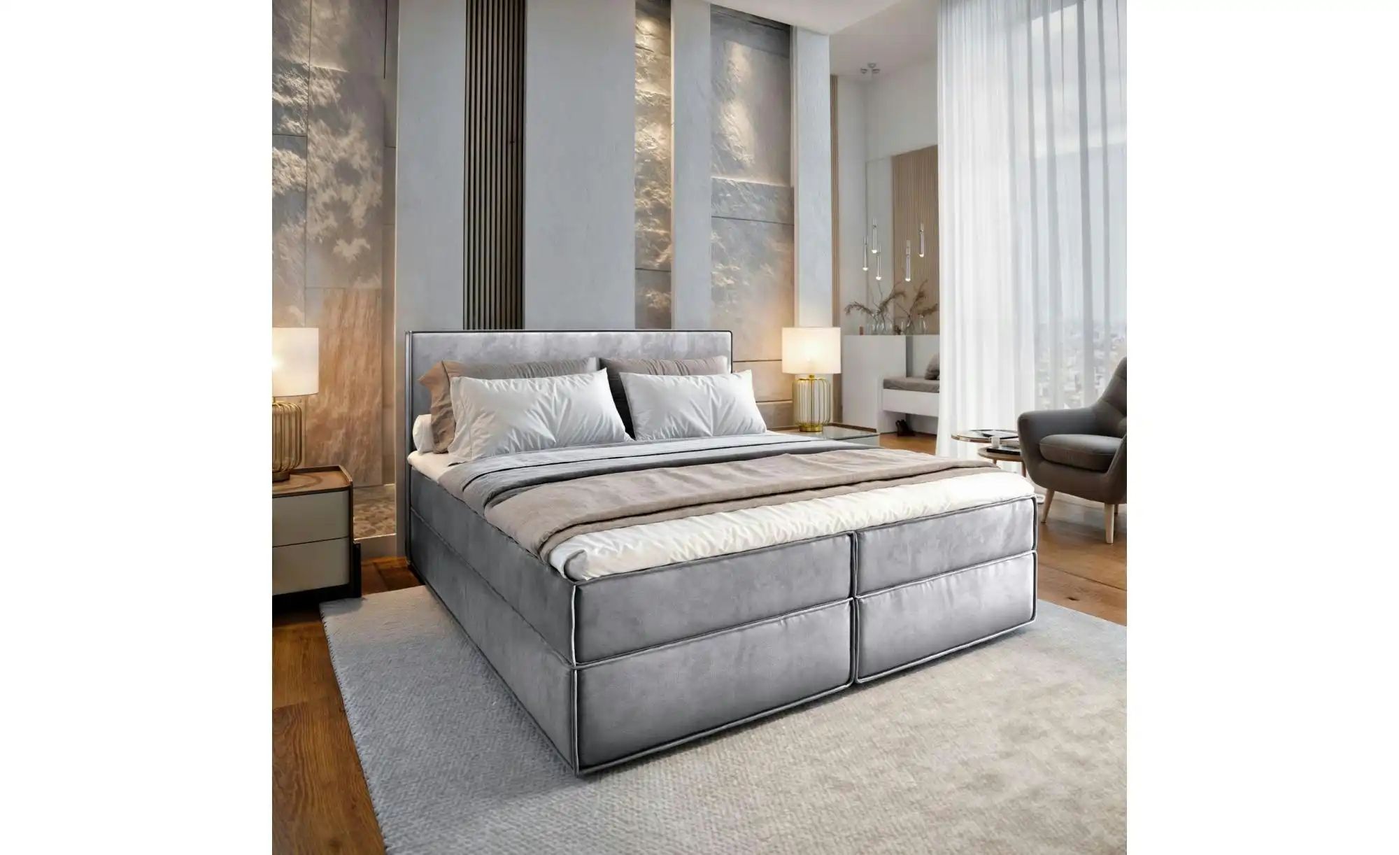 MASSENO Boxbett mit Bettkasten Pellio ¦ grau ¦ Maße (cm): B: 140 H: 98 Bett günstig online kaufen