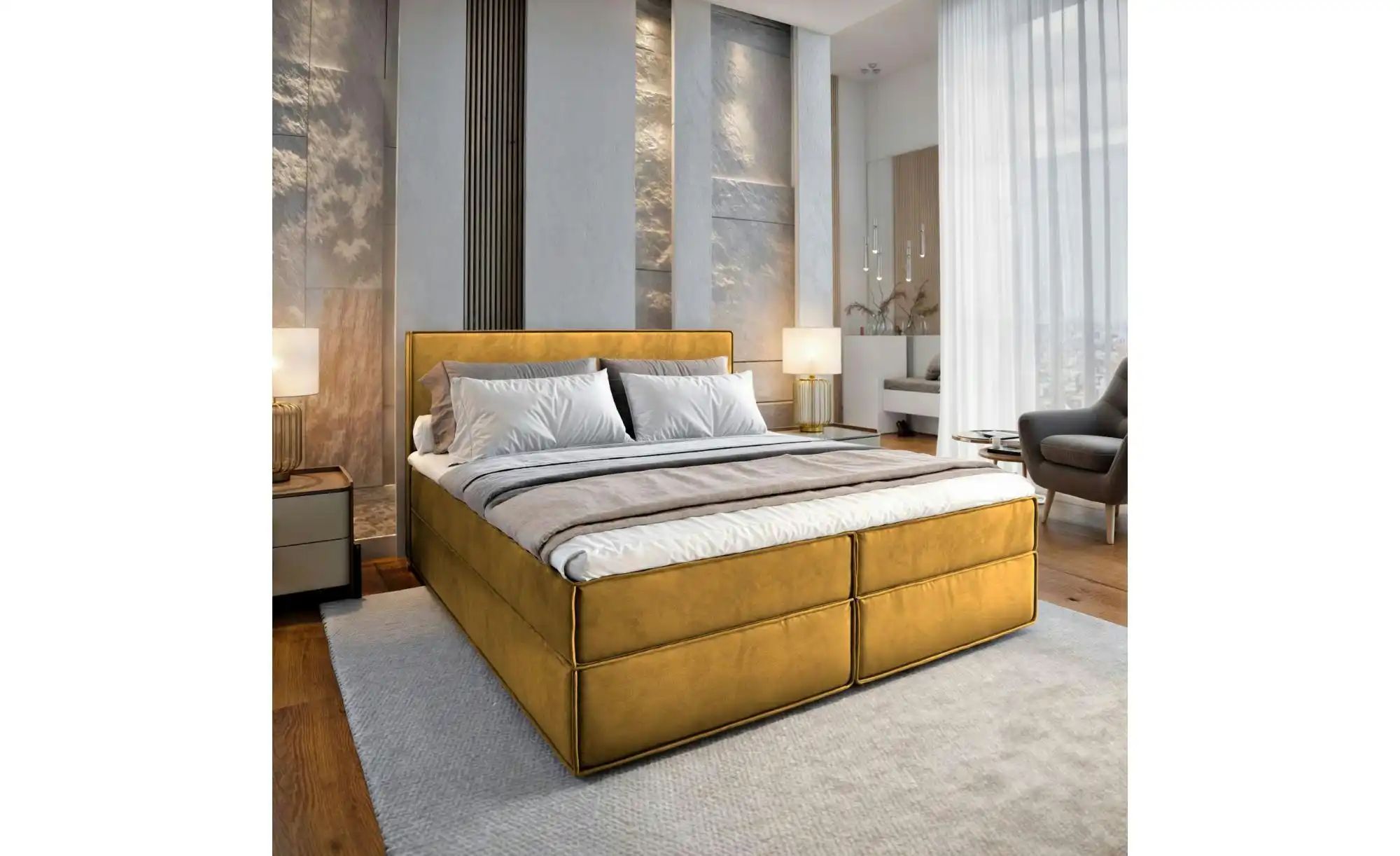 MASSENO Boxbett mit Bettkasten Pellio ¦ gelb ¦ Maße (cm): B: 160 H: 98 Bett günstig online kaufen