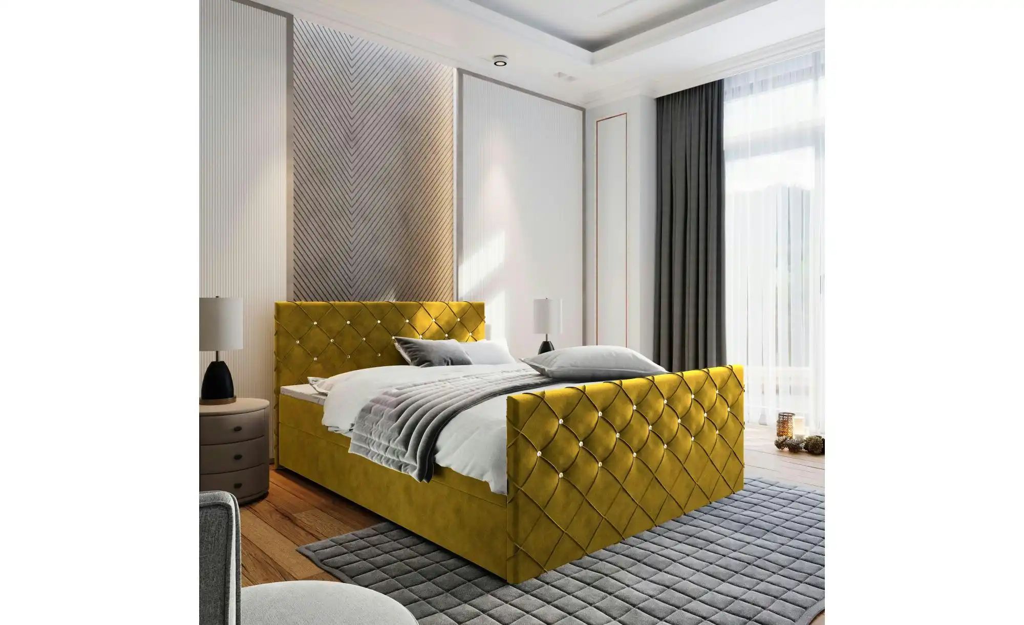 MASSENO Boxbett mit Bettkasten Mandi ¦ gelb ¦ Maße (cm): B: 180 H: 98 Bette günstig online kaufen