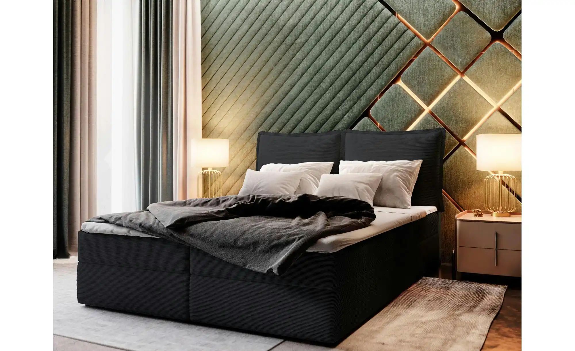 MASSENO Boxbett mit Bettkasten Lente ¦ schwarz ¦ Maße (cm): B: 160 H: 98 Be günstig online kaufen