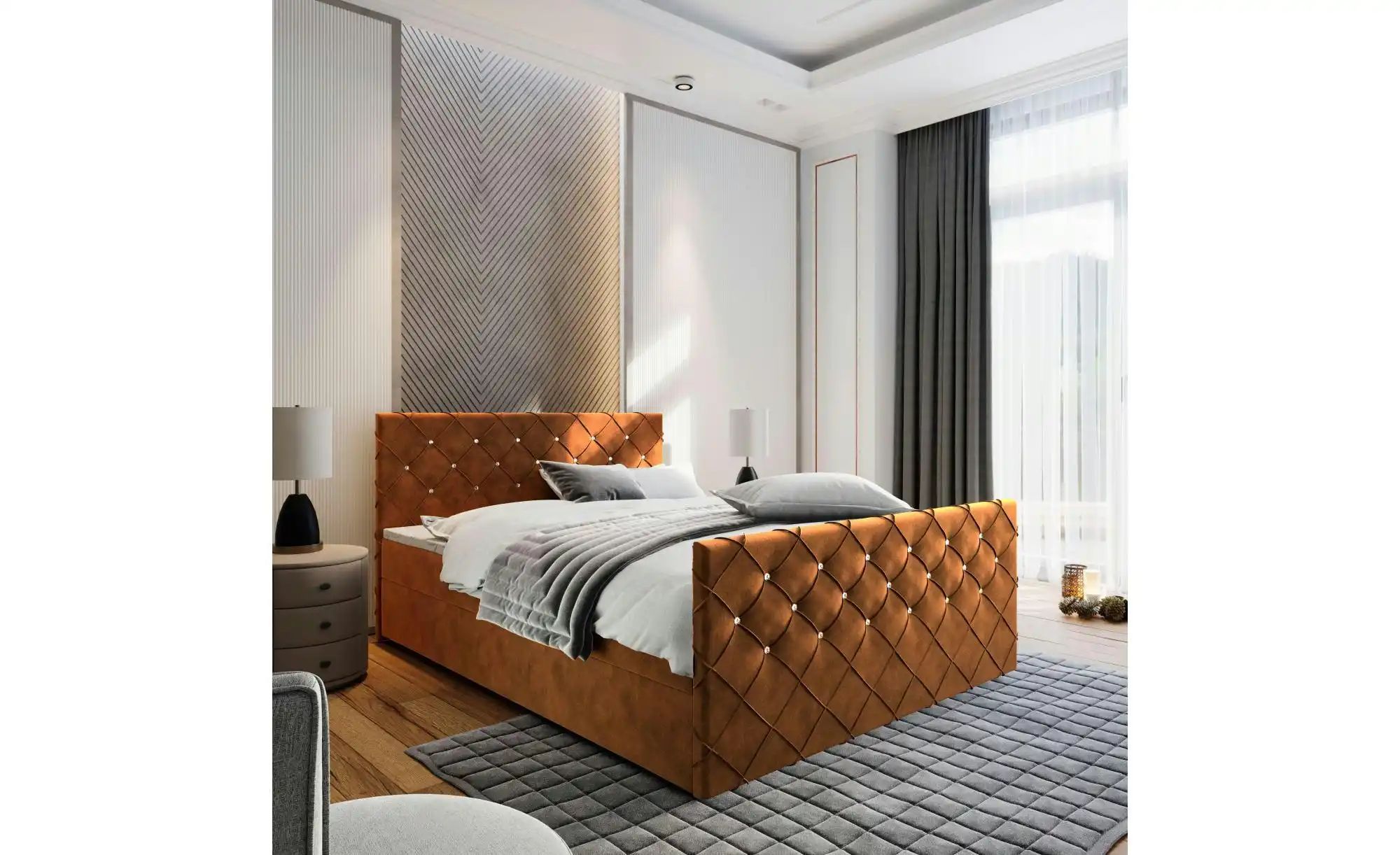 MASSENO Boxbett mit Bettkasten Mandi ¦ orange ¦ Maße (cm): B: 180 H: 98 Bet günstig online kaufen