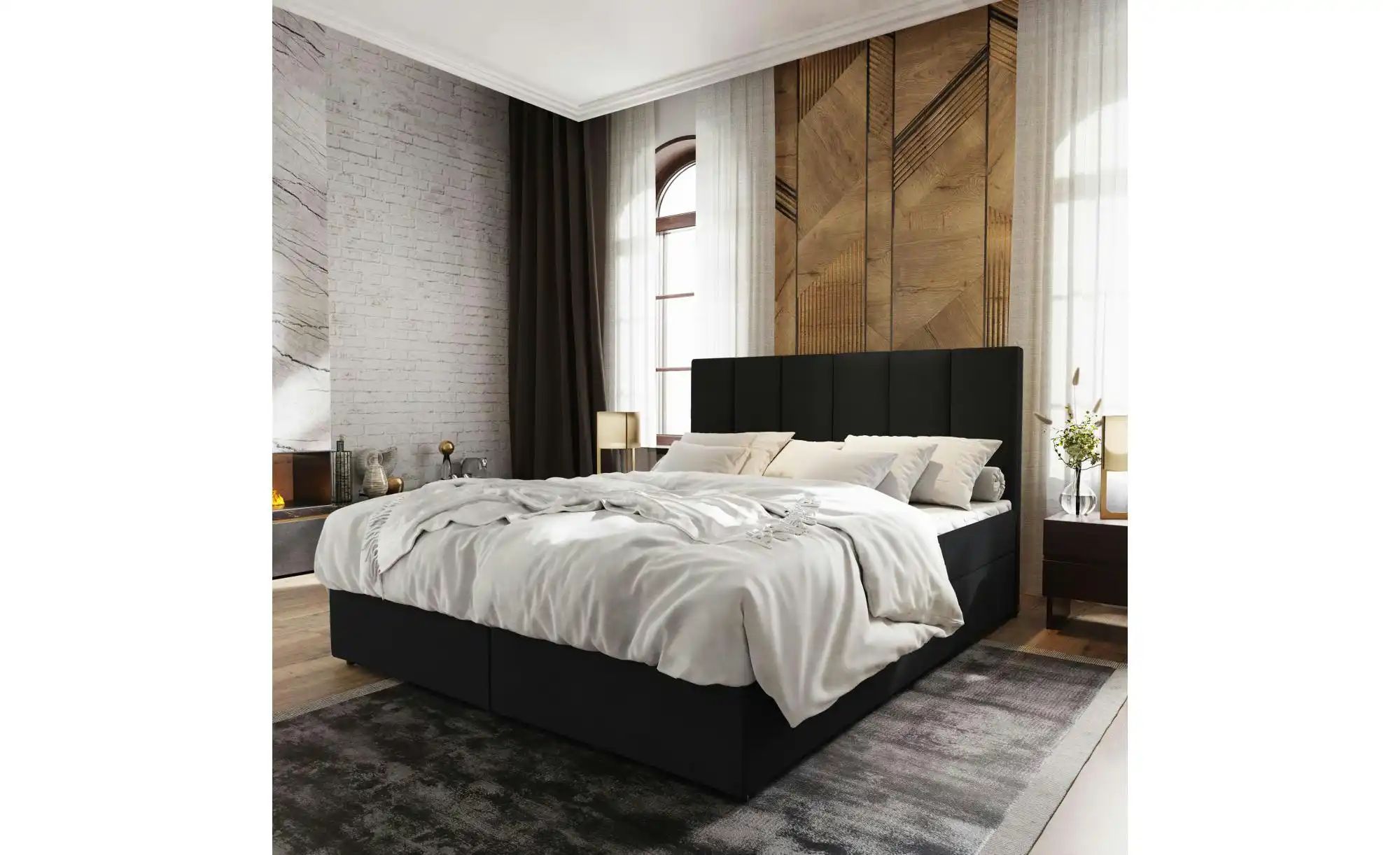 MASSENO Boxbett mit Bettkasten Meril ¦ schwarz ¦ Maße (cm): B: 160 H: 98 Be günstig online kaufen