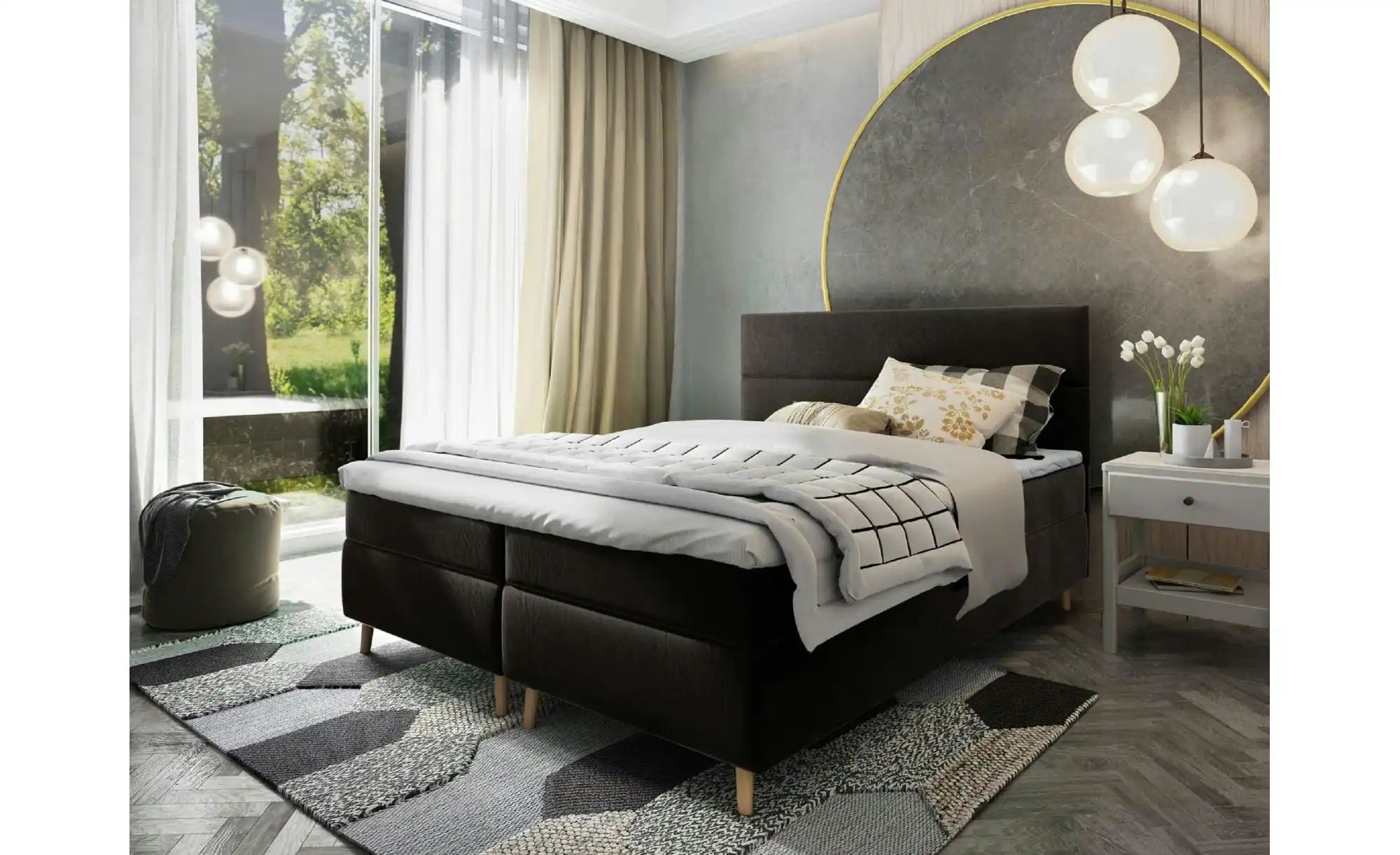 Thumbnail - MASSENO Boxbett mit Bettkasten Santa ¦ schwarz ¦ Maße (cm): B: 160 H: 108 Betten > Polsterbetten - Höffner