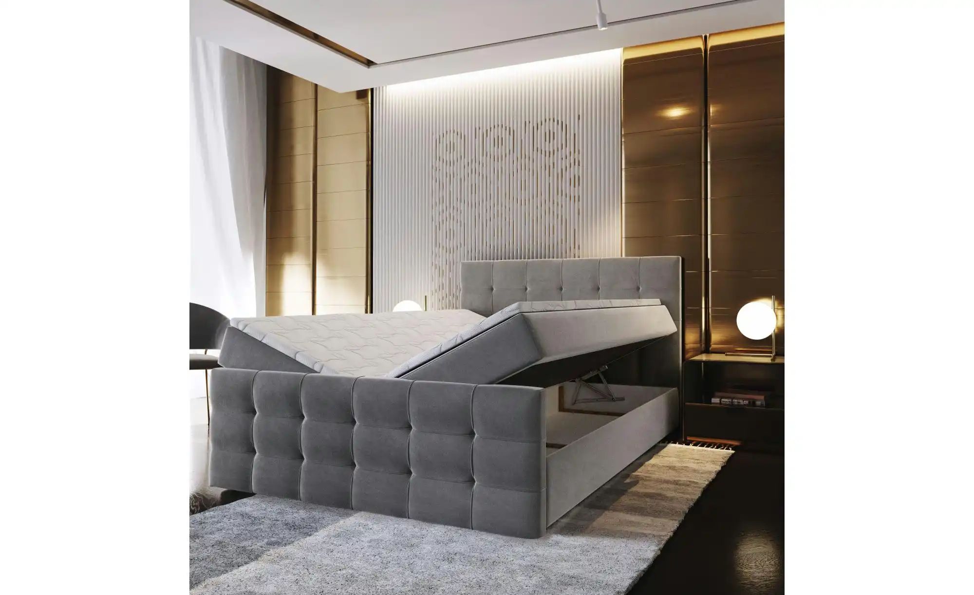 MASSENO Boxbett mit Bettkasten Amon ¦ schwarz ¦ Maße (cm): B: 140 H: 98 Bet günstig online kaufen