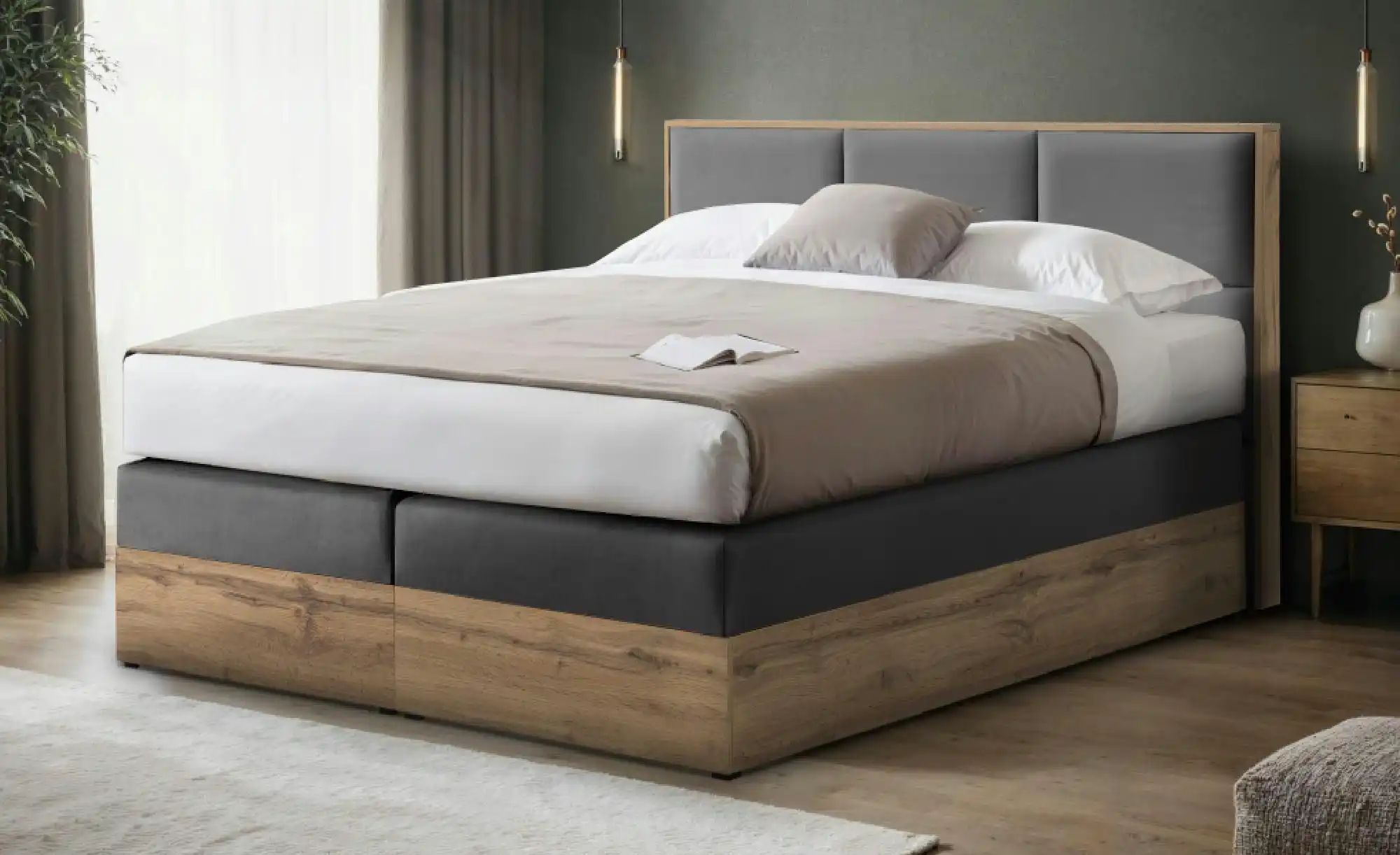 Boxspringbett mit Bettkasten Vancouver ¦ grau Betten > Boxspringbetten - Hö günstig online kaufen