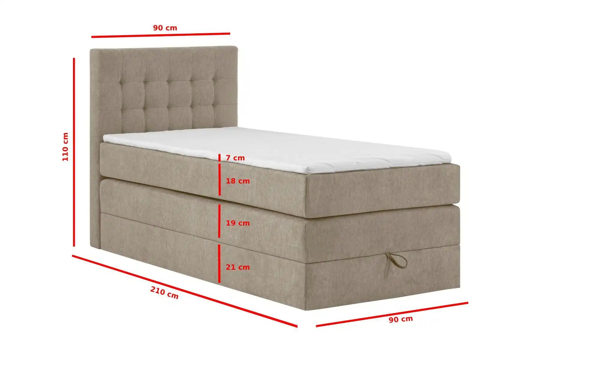 Boxspringbett mit Bettkasten Barcelona ¦ beige ¦ Maße (cm): H: 110 Betten > günstig online kaufen