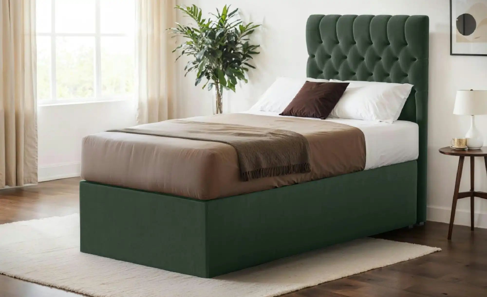 Boxbett mit Bettkasten Belek ¦ grün ¦ Maße (cm): B: 90 H: 125 Betten > Pols günstig online kaufen