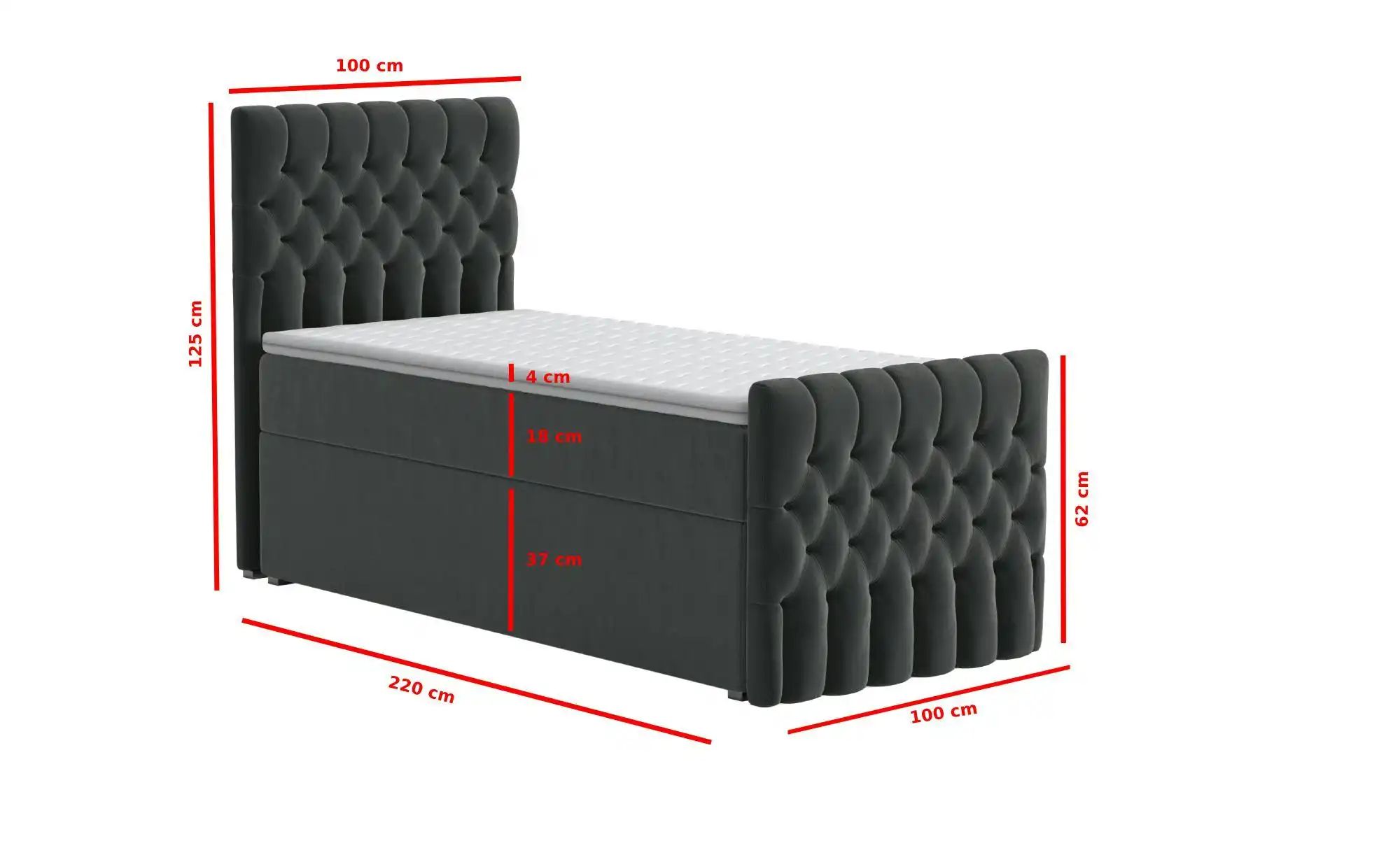 Boxbett mit Bettkasten und Fußteil Belek King ¦ grau ¦ Maße (cm): B: 100 H: günstig online kaufen