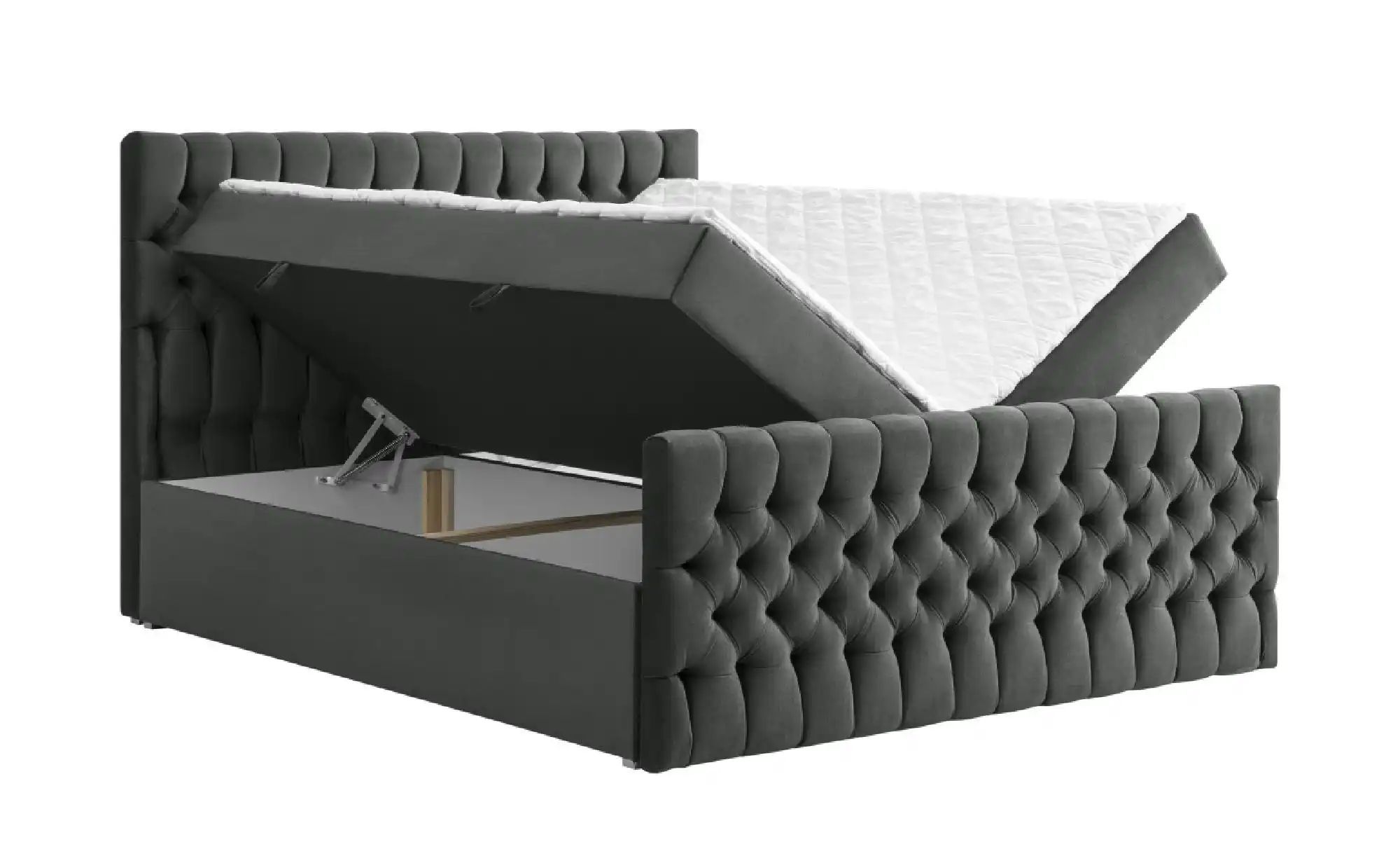 Boxbett mit Bettkasten und Fußteil Belek King ¦ grau ¦ Maße (cm): B: 180 H: günstig online kaufen