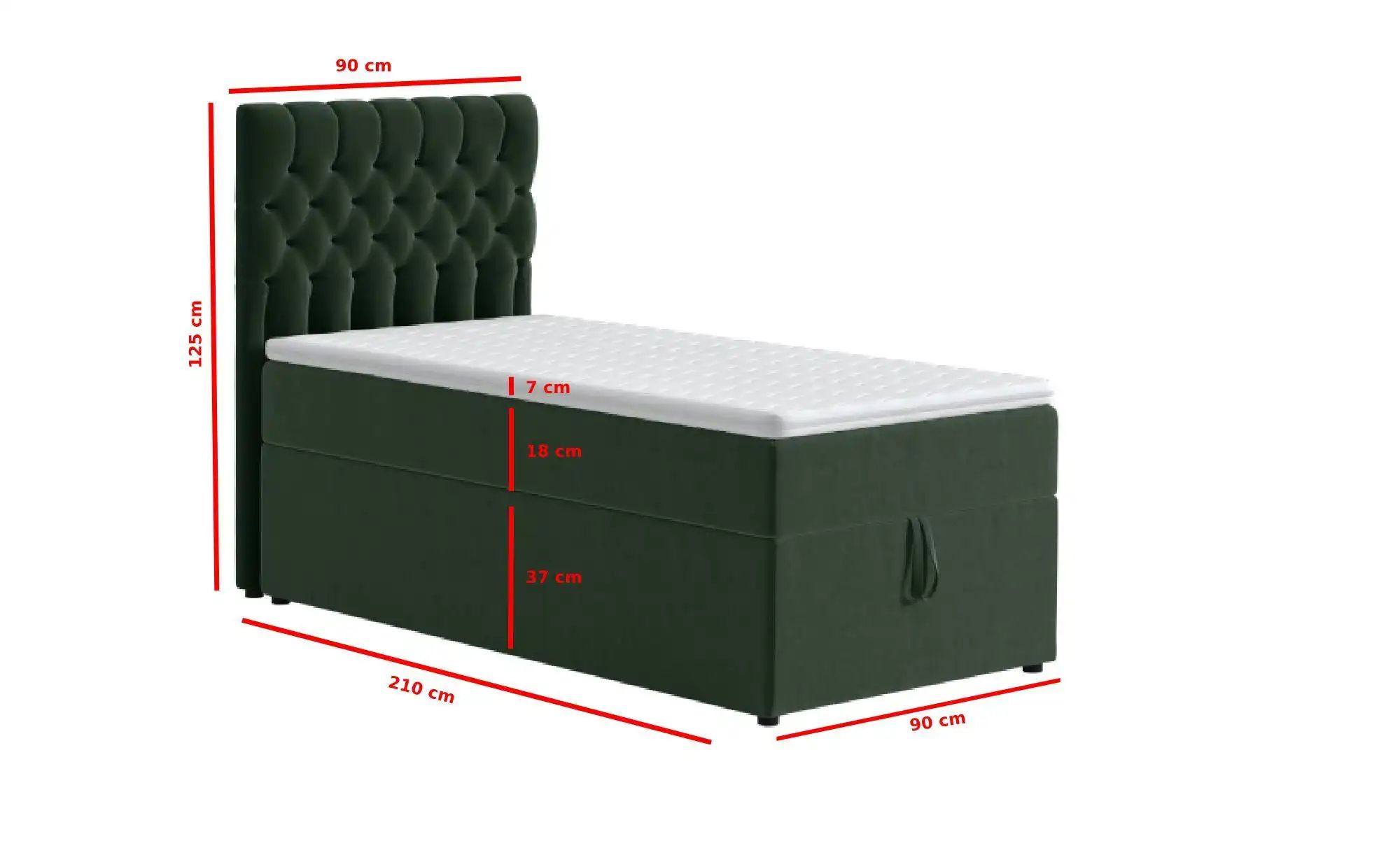 Thumbnail - Boxbett mit Bettkasten Belek ¦ grün ¦ Maße (cm): B: 90 H: 125 Betten > Komfortbetten - Höffner