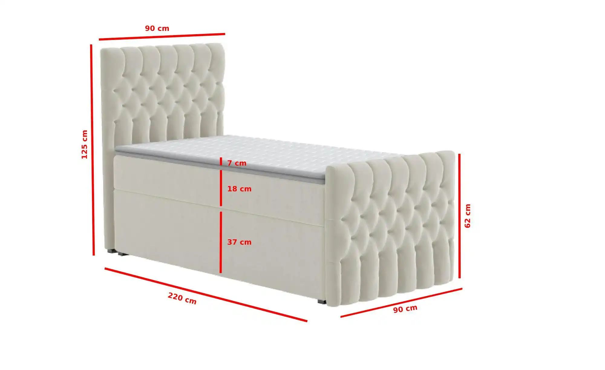 Boxbett mit Bettkasten und Fußteil Belek King ¦ beige ¦ Maße (cm): B: 90 H: günstig online kaufen