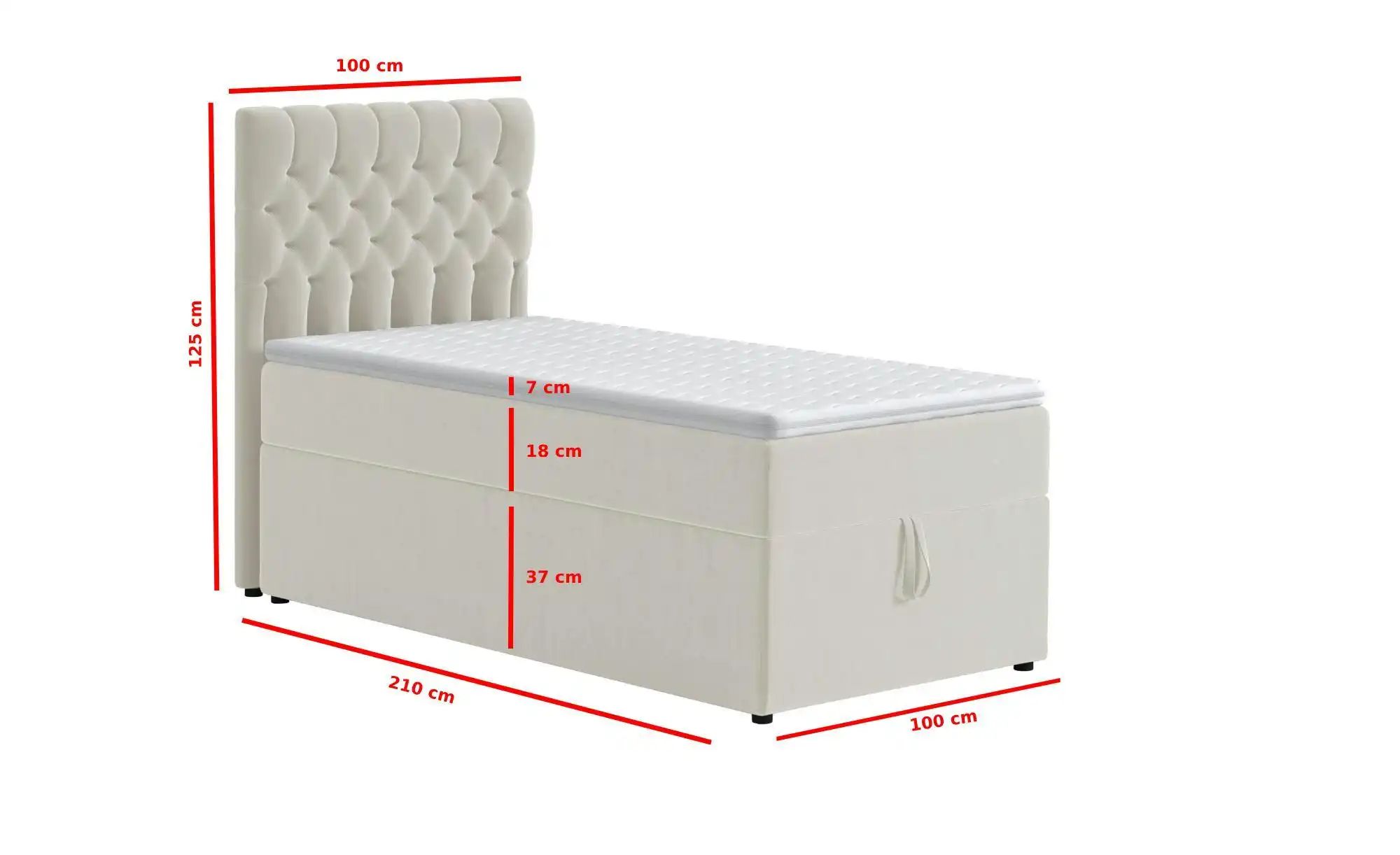 Boxbett mit Bettkasten Belek ¦ beige ¦ Maße (cm): B: 100 H: 125 Betten > Po günstig online kaufen