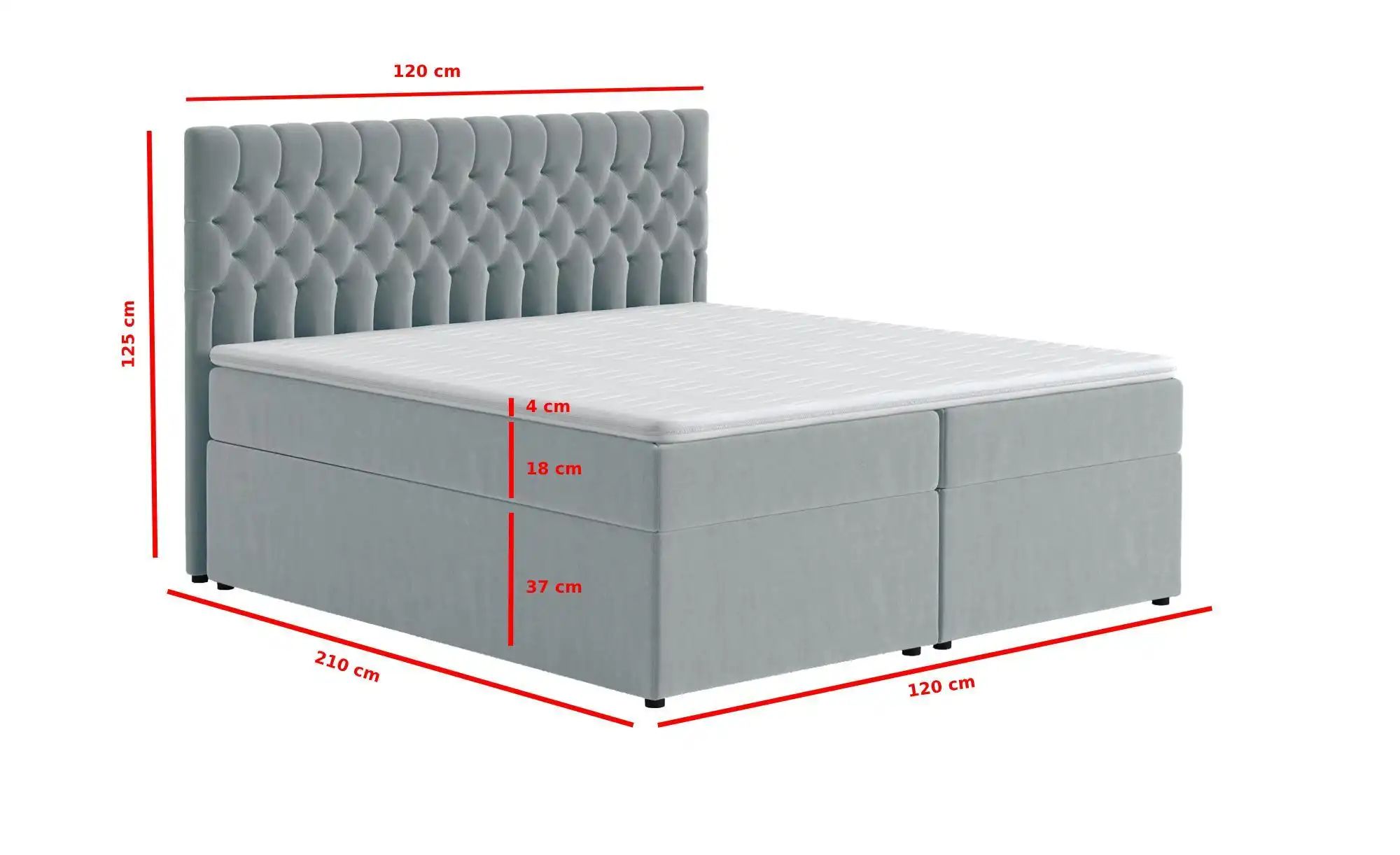 Boxbett mit Bettkasten Belek ¦ grau ¦ Maße (cm): B: 120 H: 125 Betten > Pol günstig online kaufen