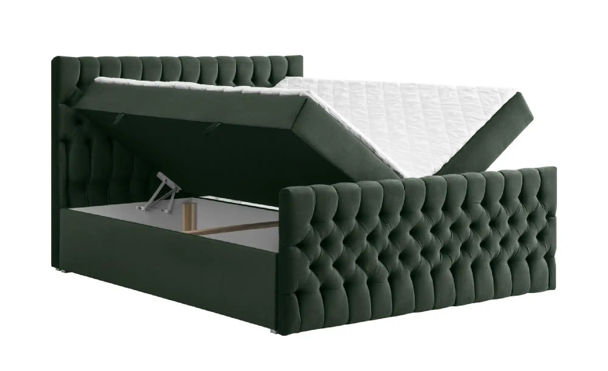 Thumbnail - Boxbett mit Bettkasten und Fußteil Belek King ¦ grün ¦ Maße (cm): B: 180 H: 125 Betten > Komfortbetten - Höffner