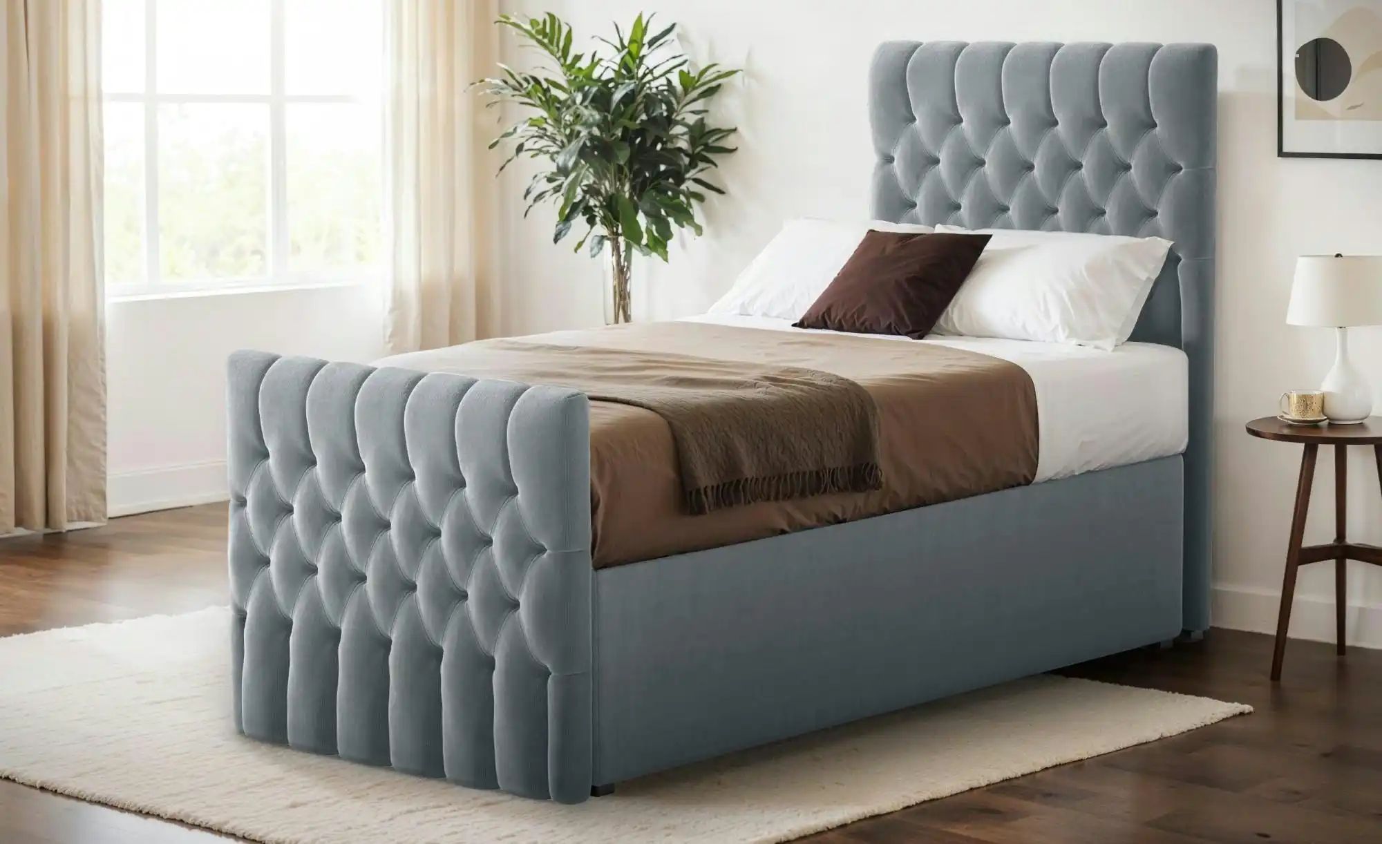 Boxbett mit Bettkasten und Fußteil Belek King ¦ grau ¦ Maße (cm): B: 100 H: günstig online kaufen