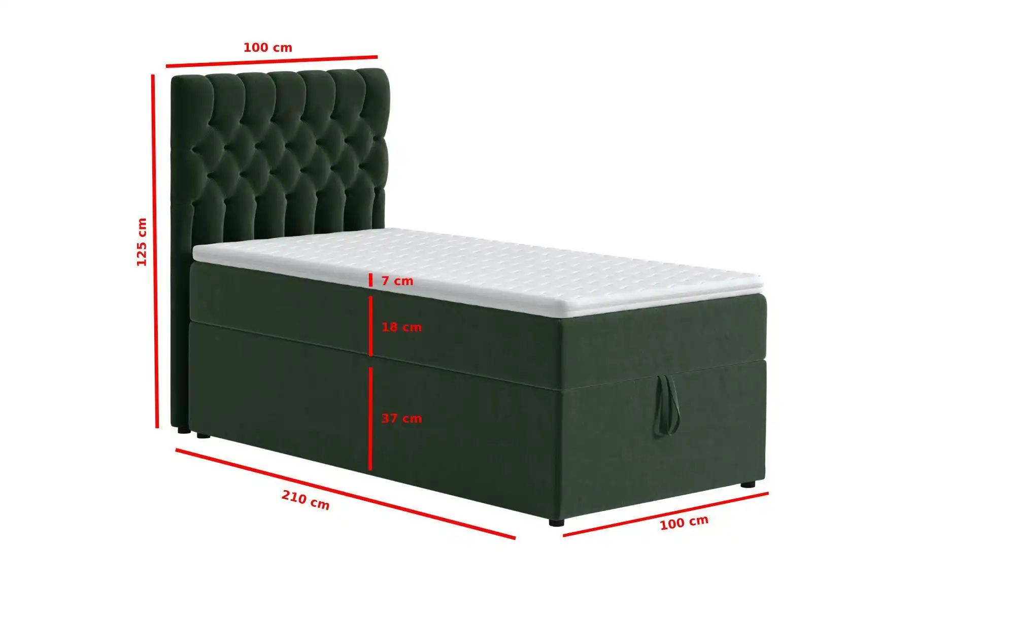 Boxbett mit Bettkasten Belek ¦ grün ¦ Maße (cm): B: 100 H: 125 Betten > Kom günstig online kaufen