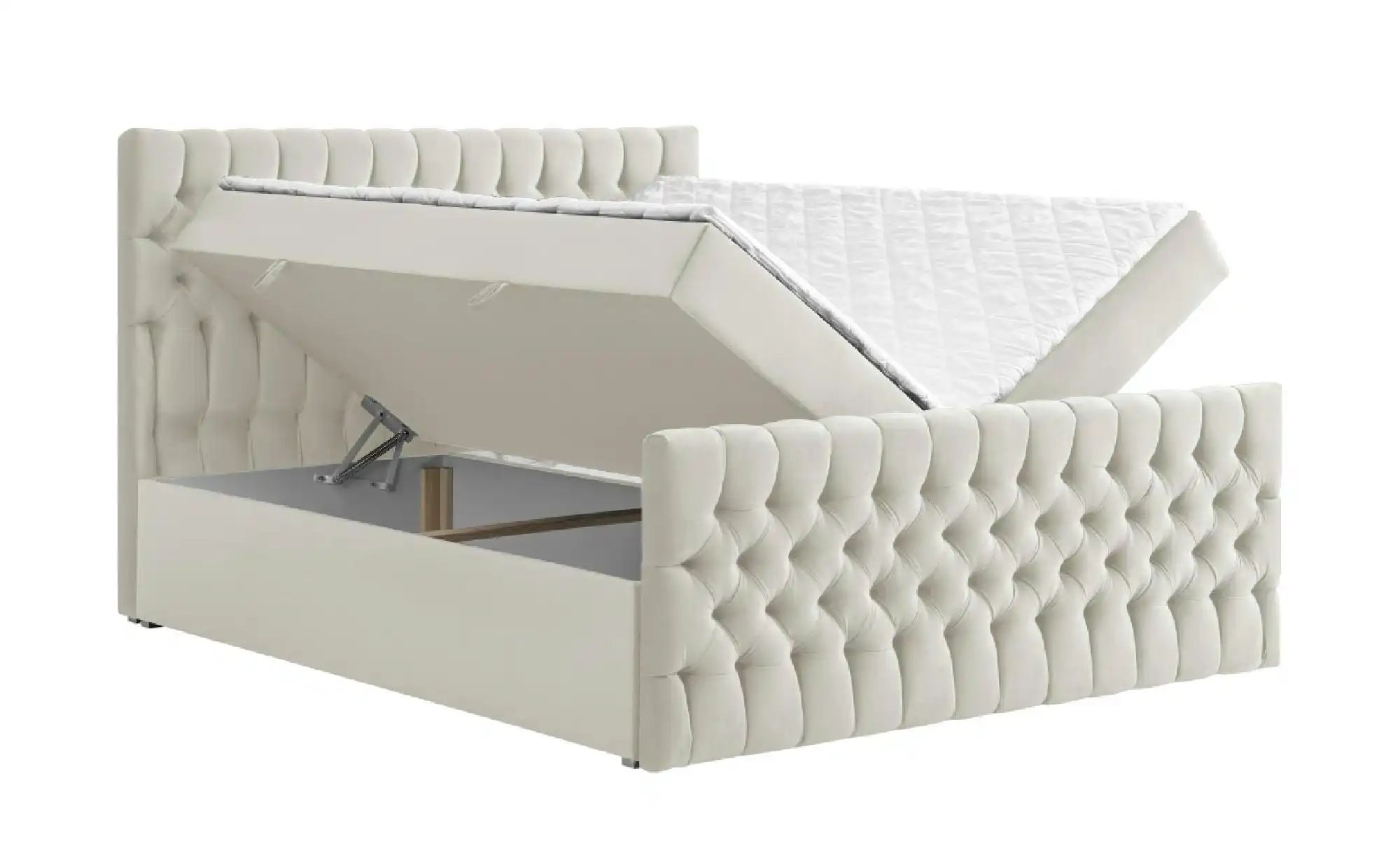 Boxbett mit Bettkasten und Fußteil Belek King ¦ beige ¦ Maße (cm): B: 180 H günstig online kaufen