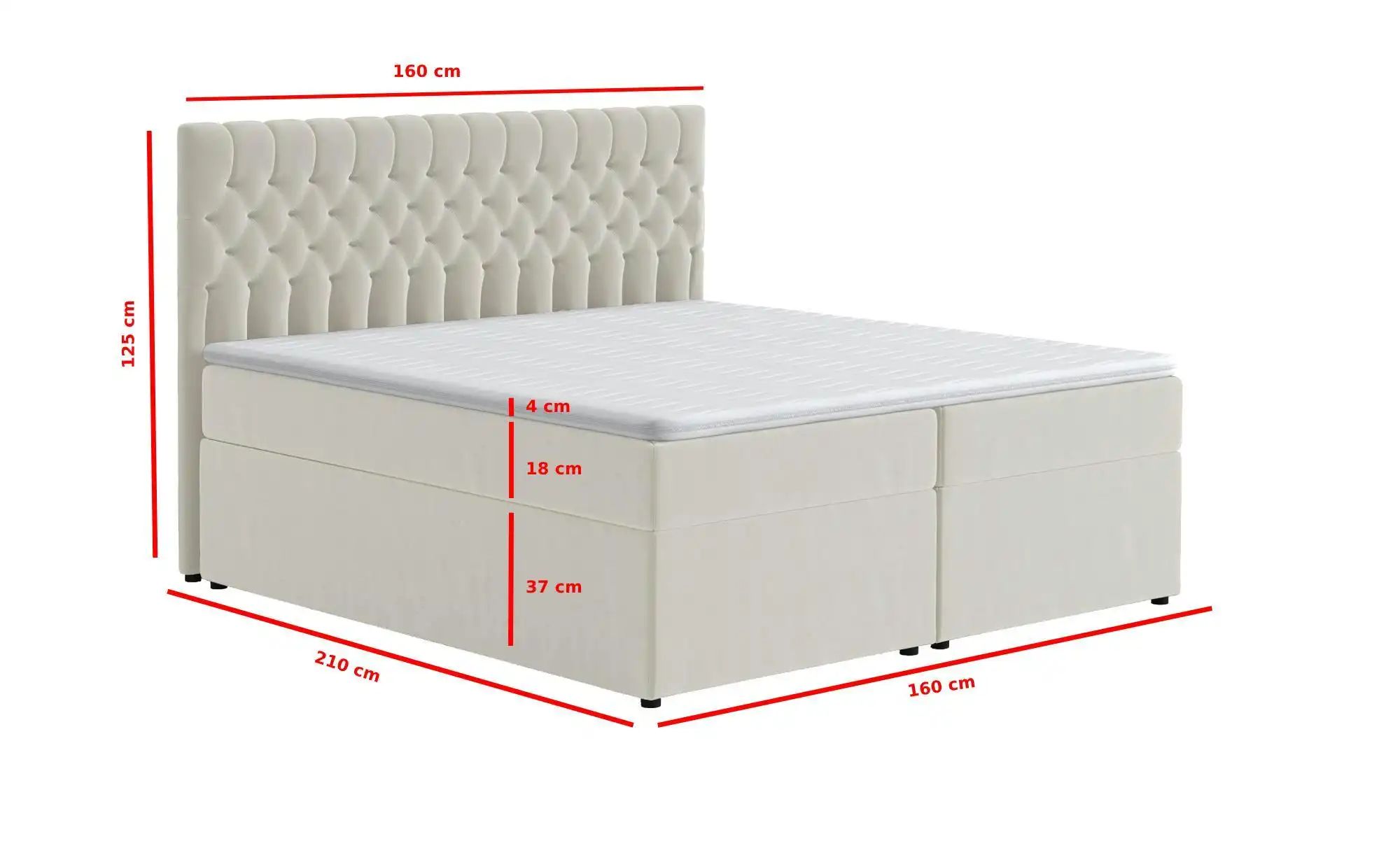 Boxbett mit Bettkasten Belek ¦ beige ¦ Maße (cm): B: 160 H: 125 Betten > Ko günstig online kaufen