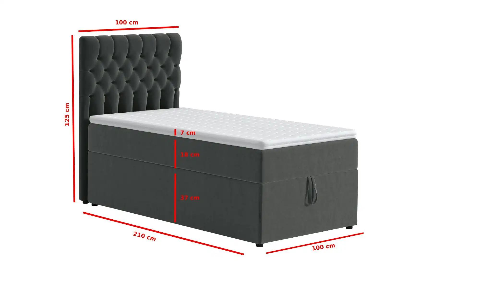 Boxbett mit Bettkasten Belek ¦ grau ¦ Maße (cm): B: 100 H: 125 Betten > Kom günstig online kaufen