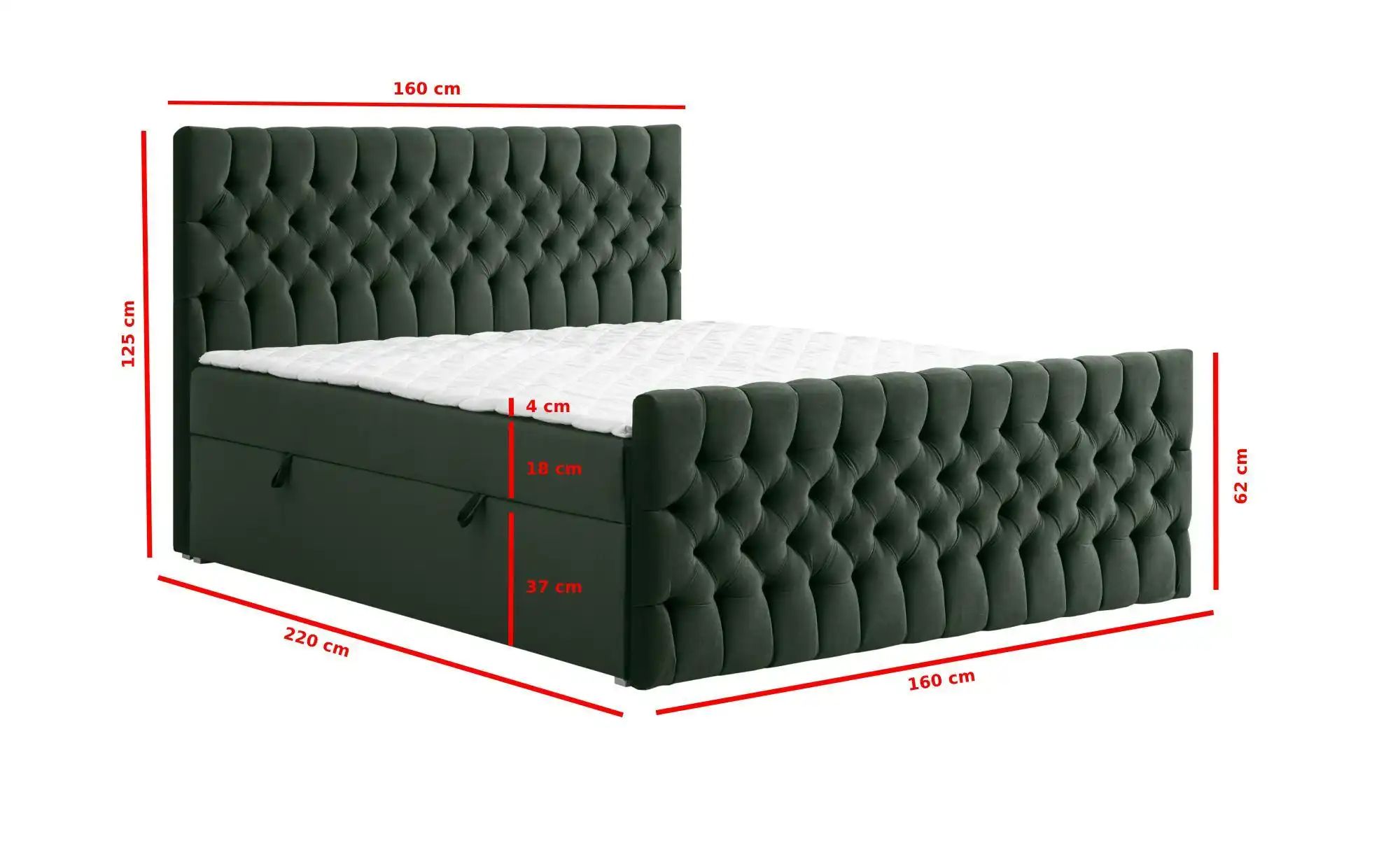 Boxbett mit Bettkasten und Fußteil Belek King ¦ grün ¦ Maße (cm): B: 160 H: günstig online kaufen