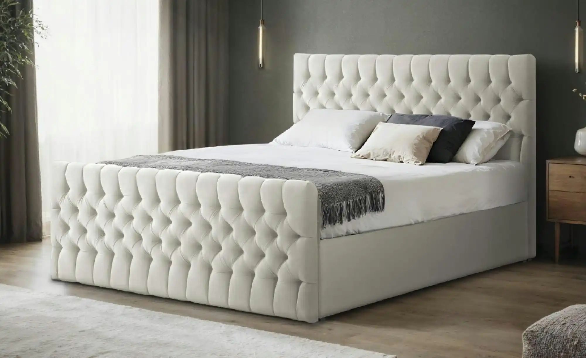 Boxbett mit Bettkasten und Fußteil Belek King ¦ beige ¦ Maße (cm): H: 125 B günstig online kaufen
