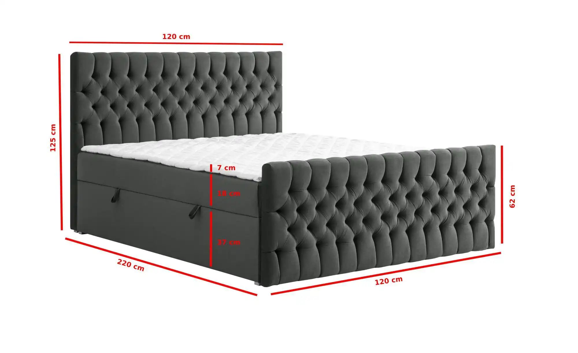 Boxbett mit Bettkasten und Fußteil Belek King ¦ grau ¦ Maße (cm): H: 125 Be günstig online kaufen