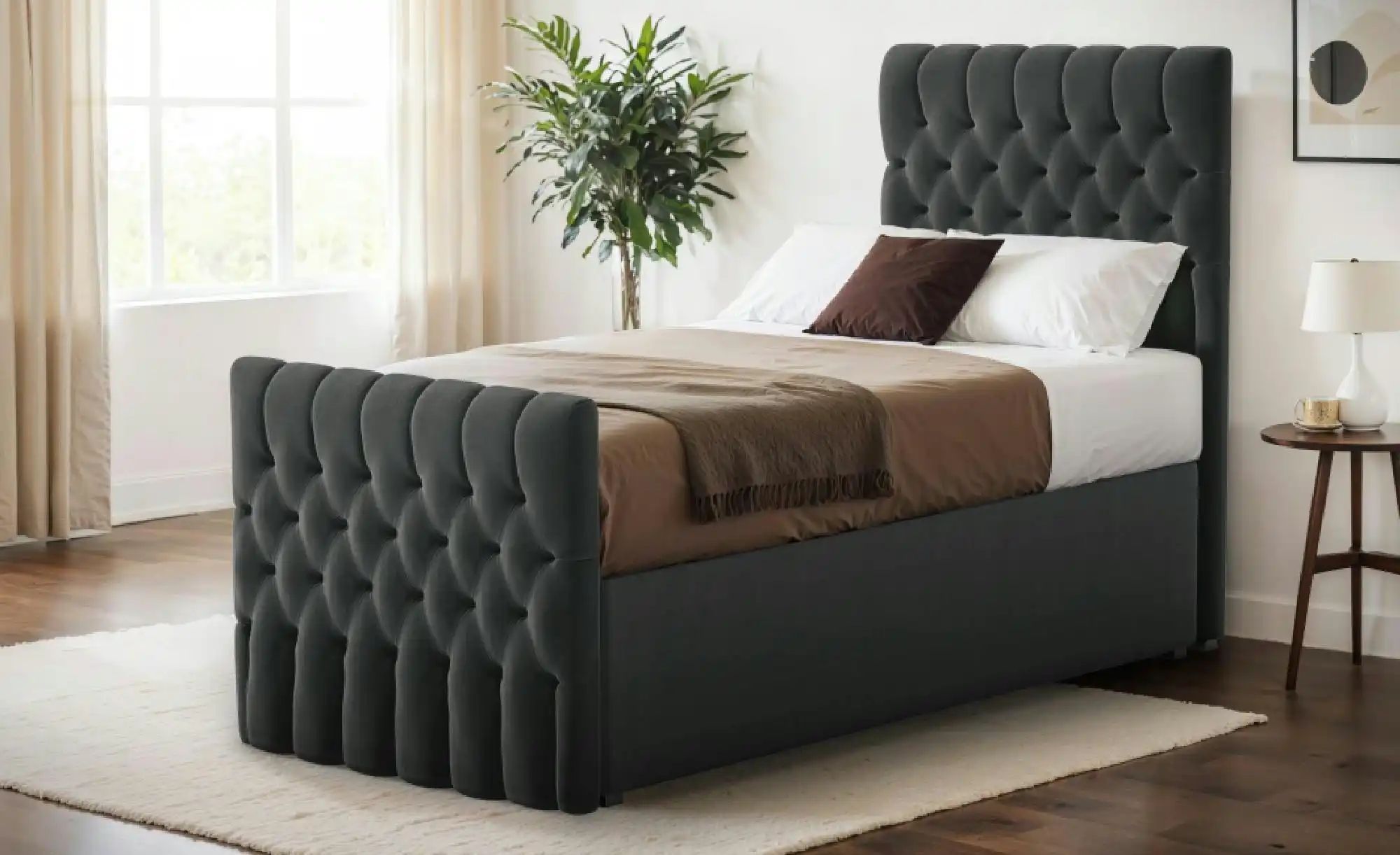 Boxbett mit Bettkasten und Fußteil Belek King ¦ grau ¦ Maße (cm): H: 125 Be günstig online kaufen