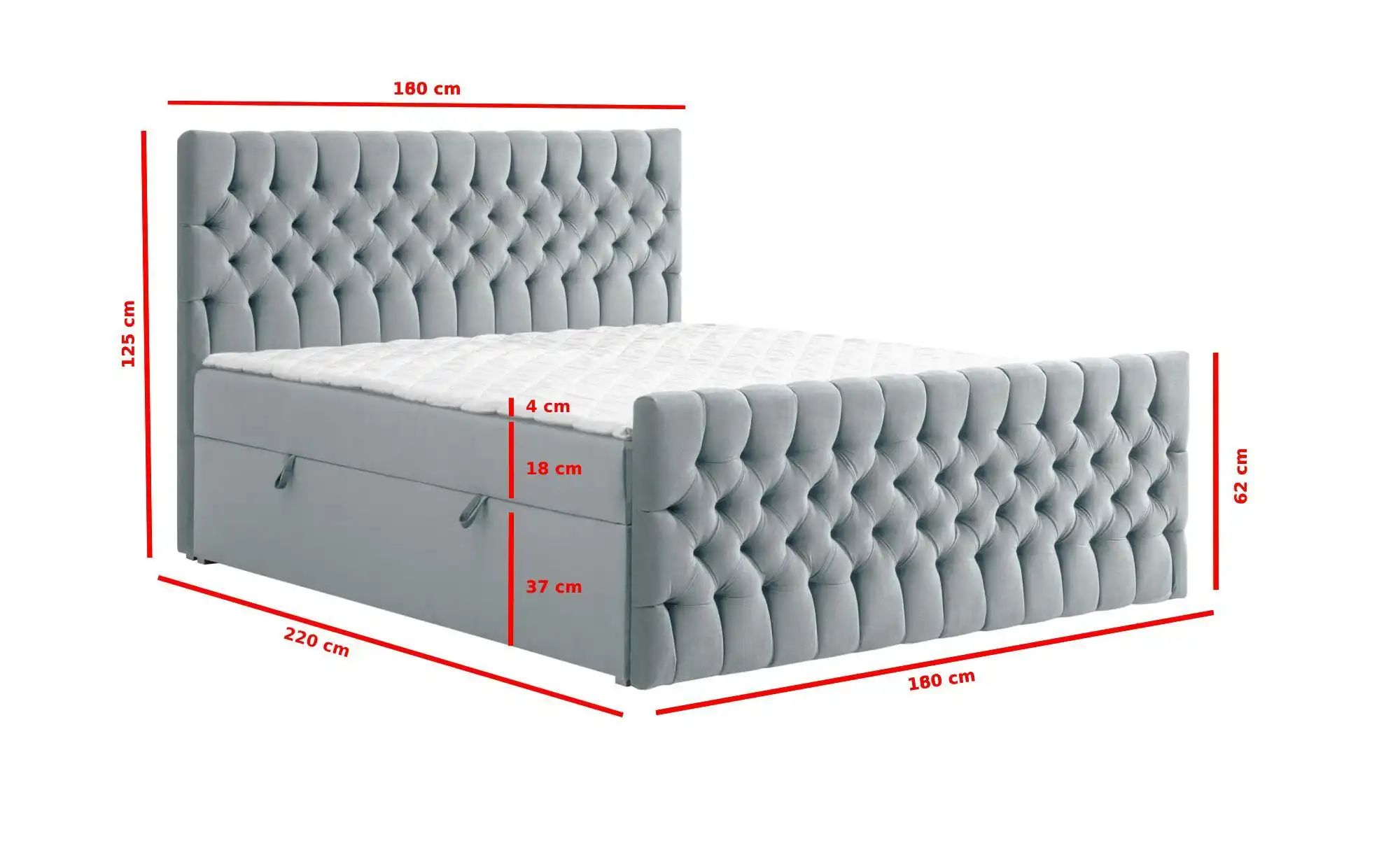 Boxbett mit Bettkasten und Fußteil Belek King ¦ grau ¦ Maße (cm): H: 125 Be günstig online kaufen