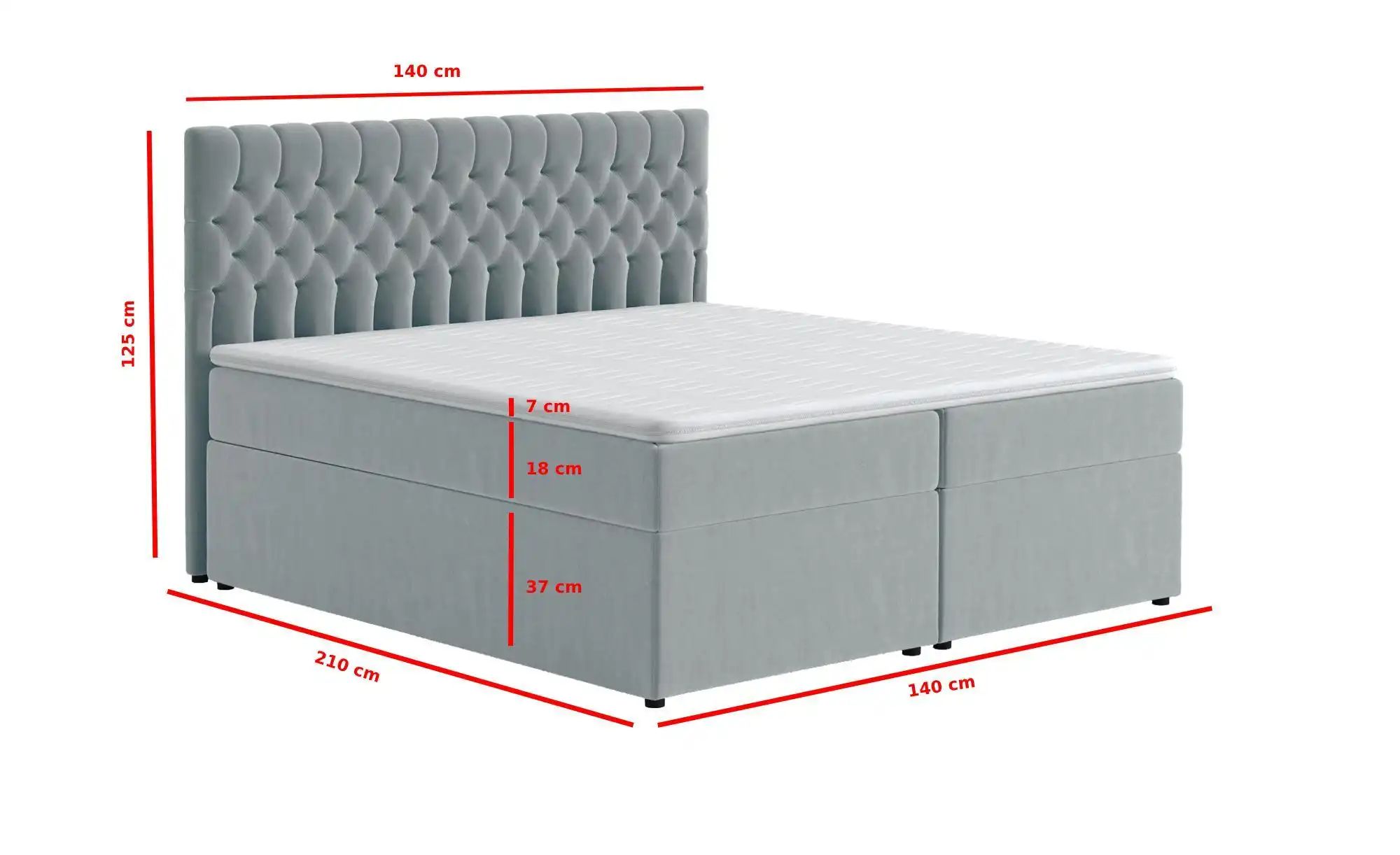 Boxbett mit Bettkasten Belek ¦ grau ¦ Maße (cm): B: 140 H: 125 Betten > Kom günstig online kaufen