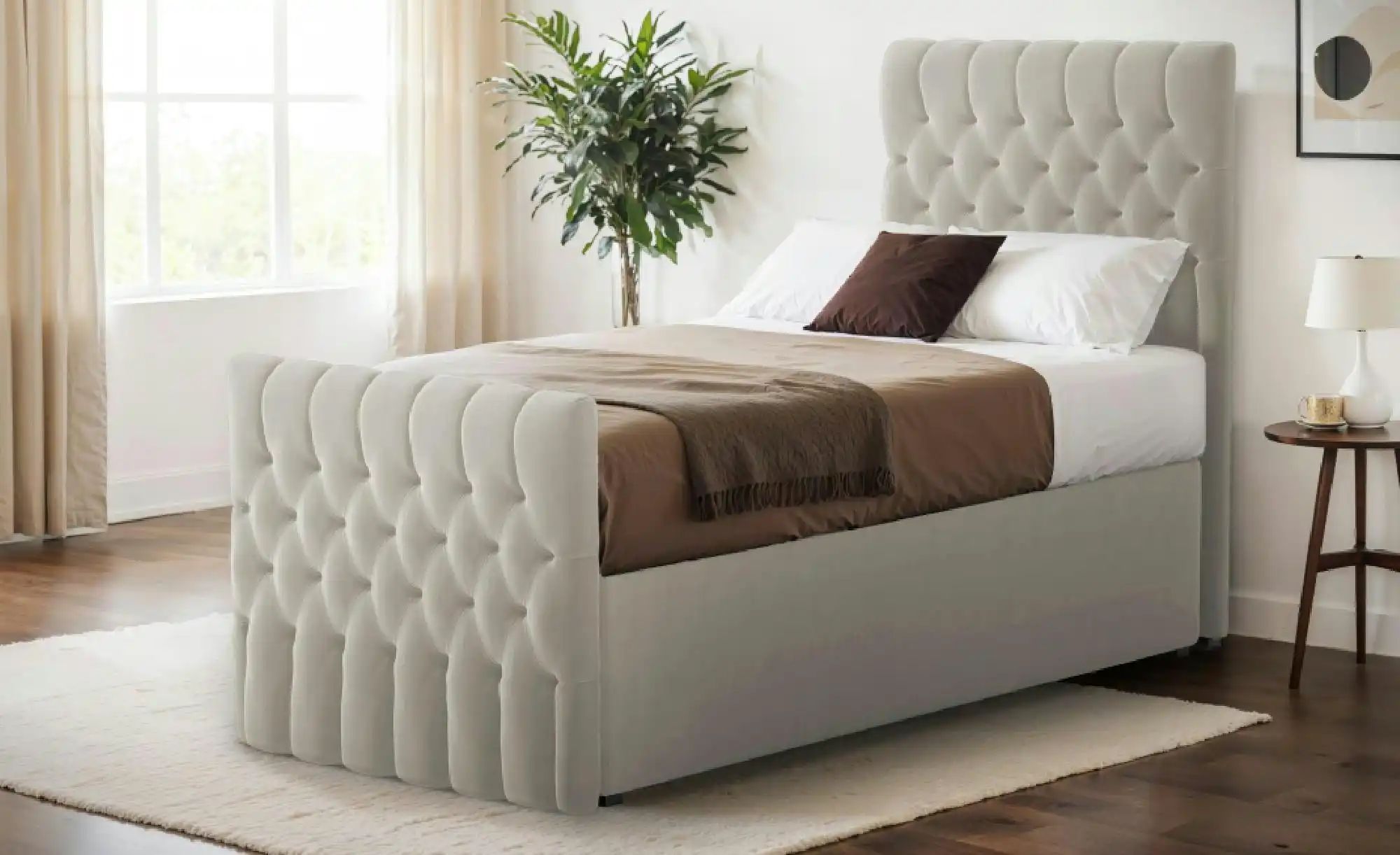Boxbett mit Bettkasten und Fußteil Belek King ¦ beige ¦ Maße (cm): H: 125 B günstig online kaufen