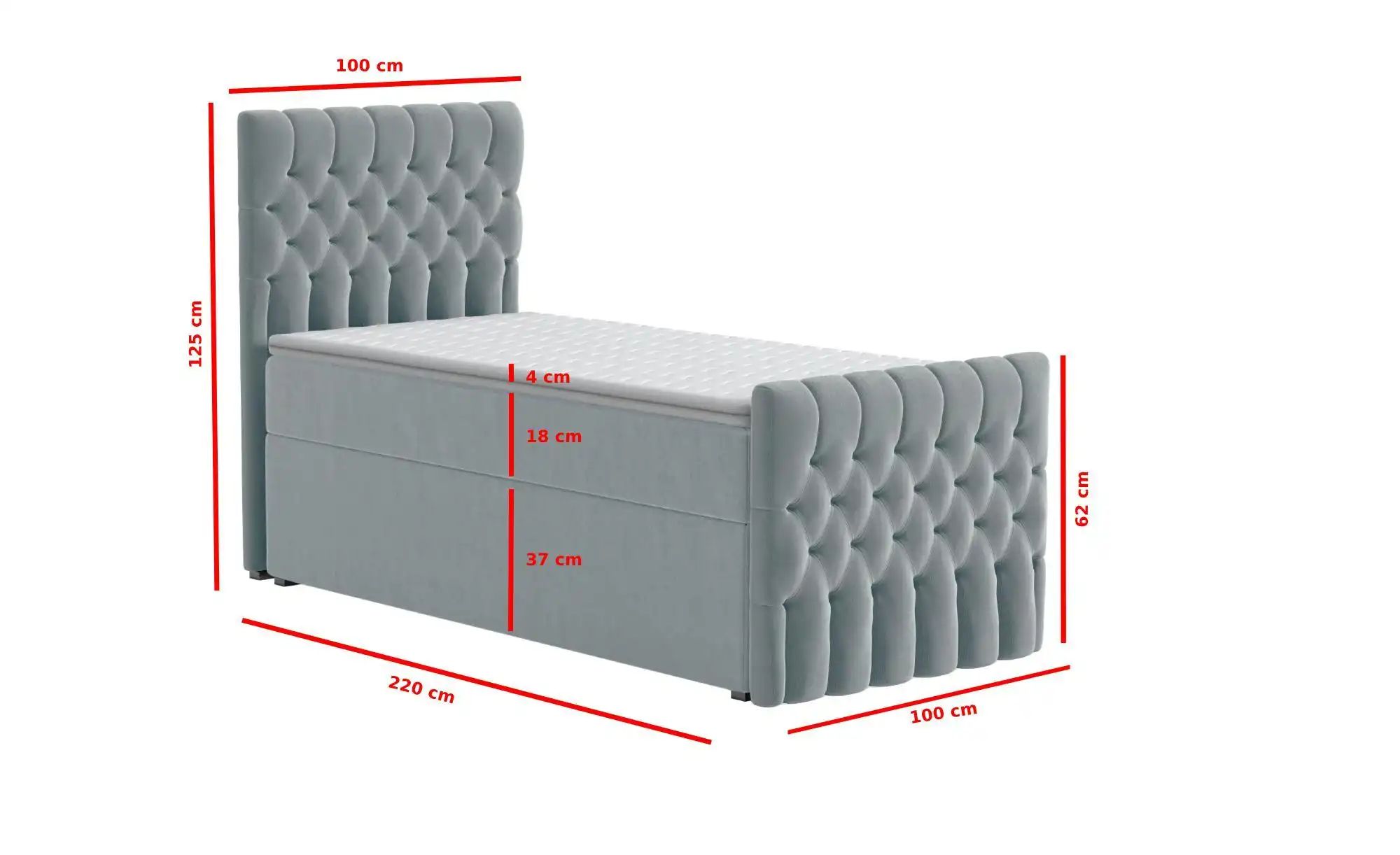 Boxbett mit Bettkasten und Fußteil Belek King ¦ grau ¦ Maße (cm): H: 125 Be günstig online kaufen