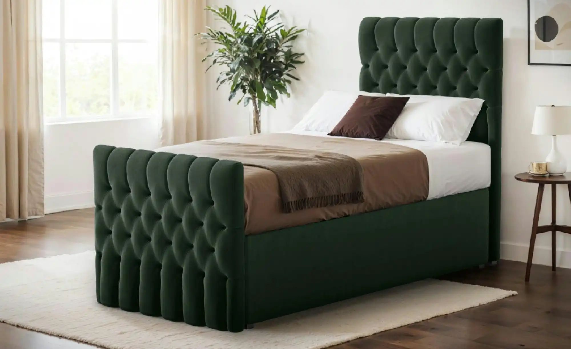 Boxbett mit Bettkasten und Fußteil Belek King ¦ grün ¦ Maße (cm): H: 125 Be günstig online kaufen