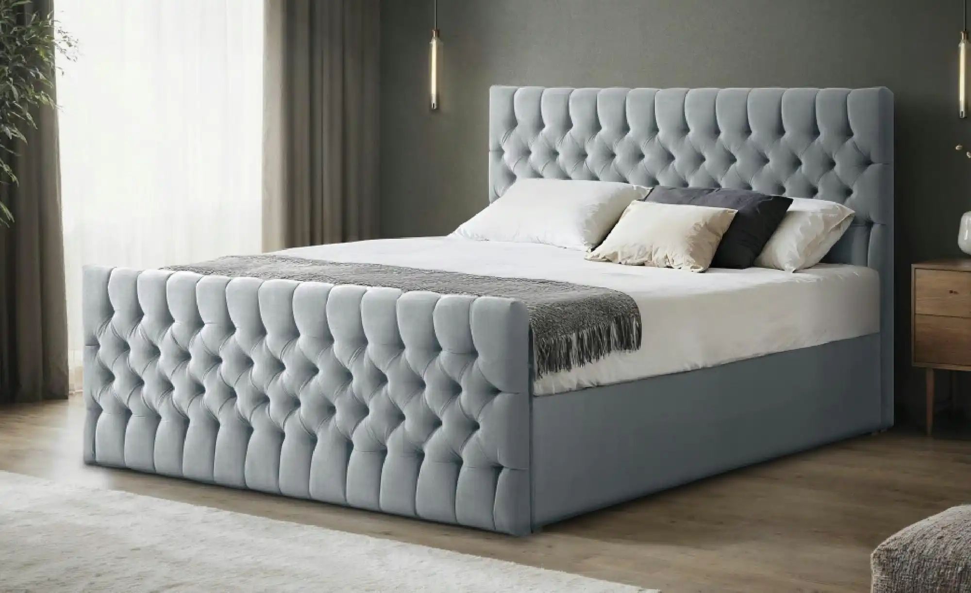 Boxbett mit Bettkasten und Fußteil Belek King ¦ grau ¦ Maße (cm): H: 125 Be günstig online kaufen