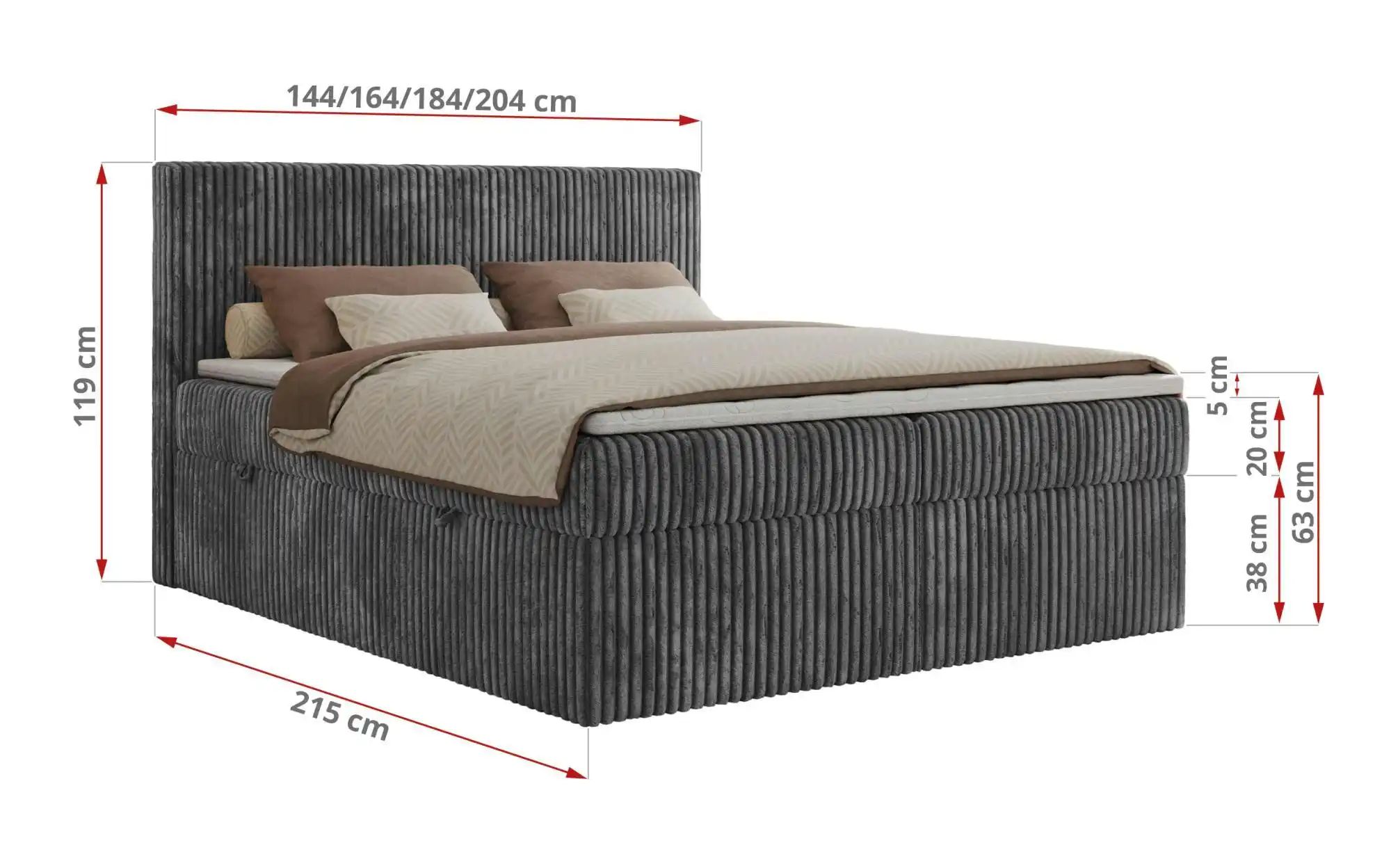 Boxbett mit Bettkasten Tiliano ¦ grau ¦ Maße (cm): B: 144 H: 119 Betten > K günstig online kaufen
