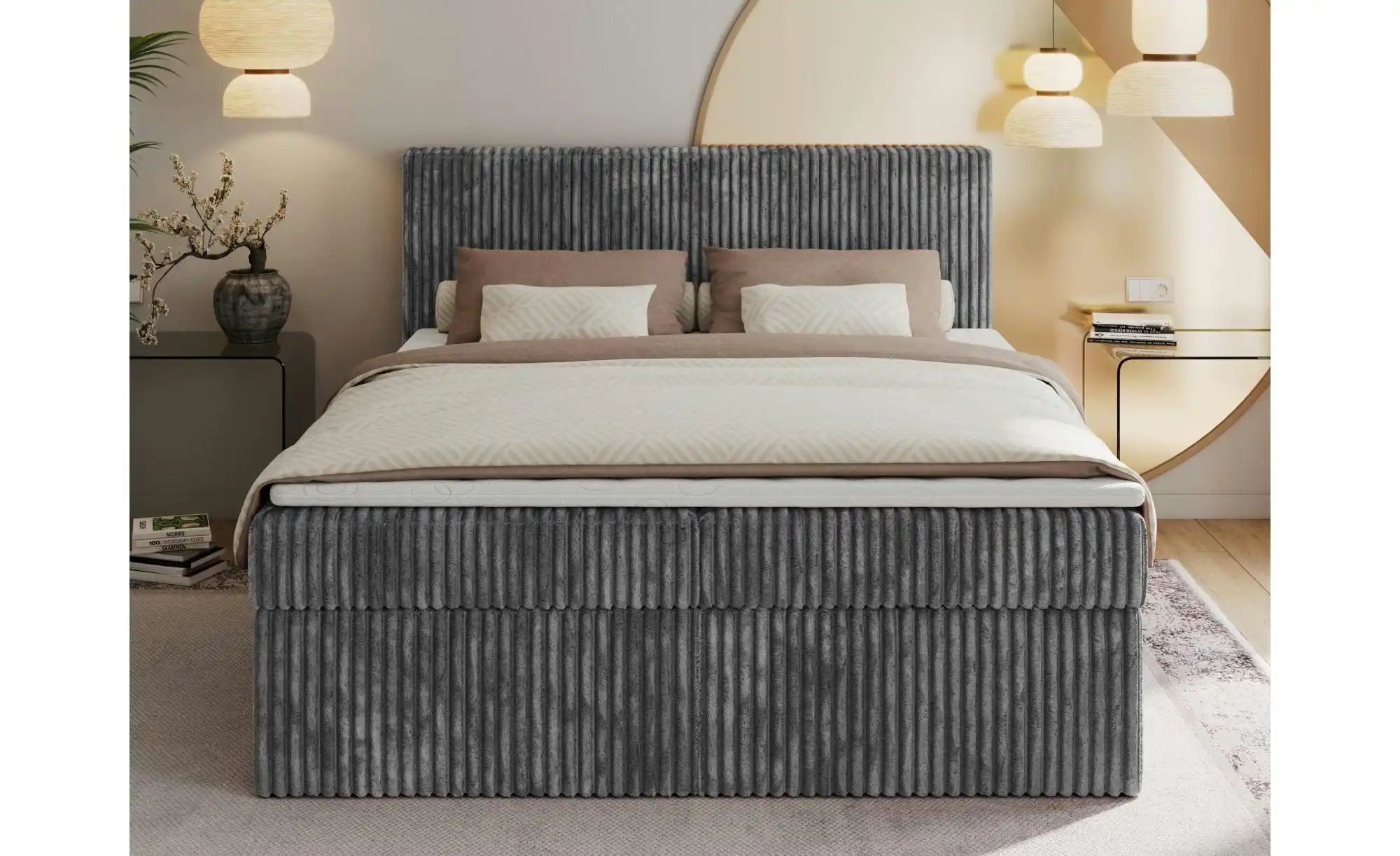 Thumbnail - Boxbett mit Bettkasten Tiliano ¦ grau ¦ Maße (cm): B: 144 H: 119 Betten > Komfortbetten - Höffner