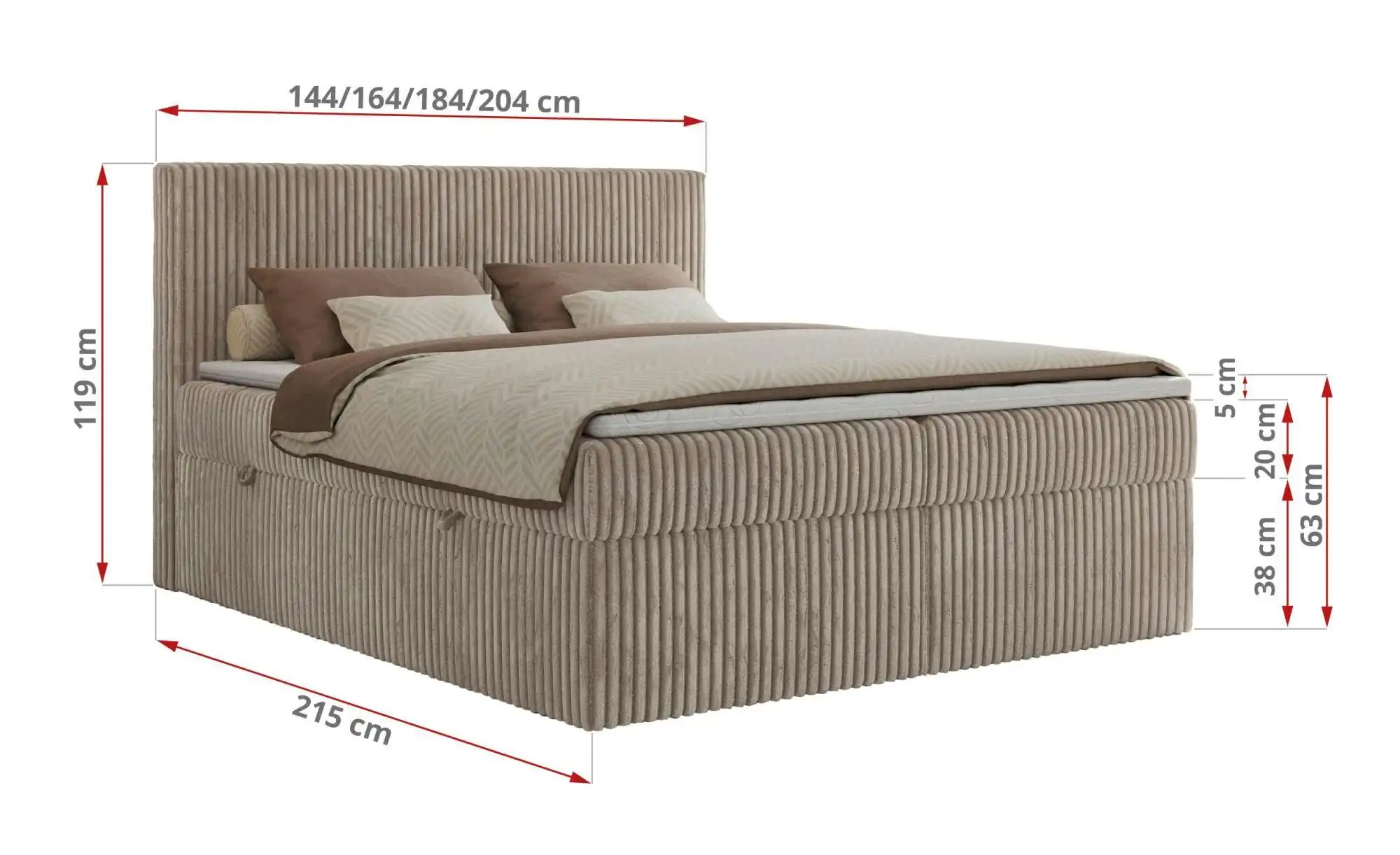 Boxbett mit Bettkasten Tiliano ¦ braun ¦ Maße (cm): B: 184 H: 119 Betten > günstig online kaufen