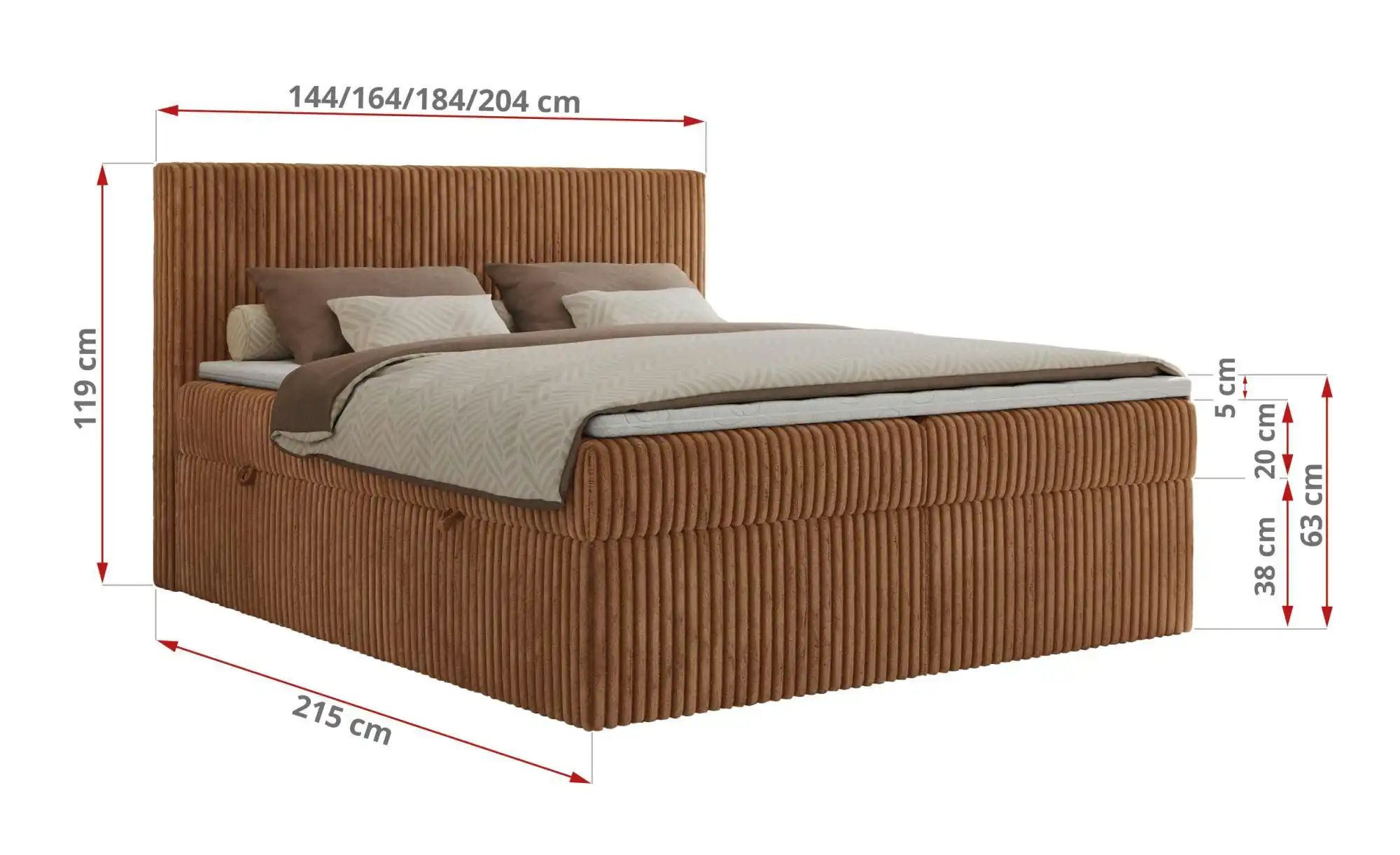 Thumbnail - Boxbett mit Bettkasten Tiliano ¦ orange ¦ Maße (cm): B: 184 H: 119 Betten > Komfortbetten - Höffner