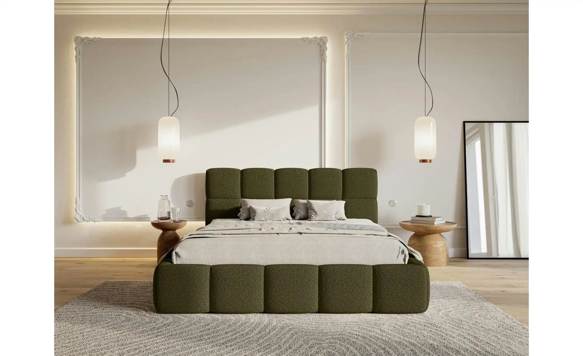 Selsey Polsterbett mit Bettkasten Cloudy ¦ grün ¦ Maße (cm): B: 160 H: 96 B günstig online kaufen