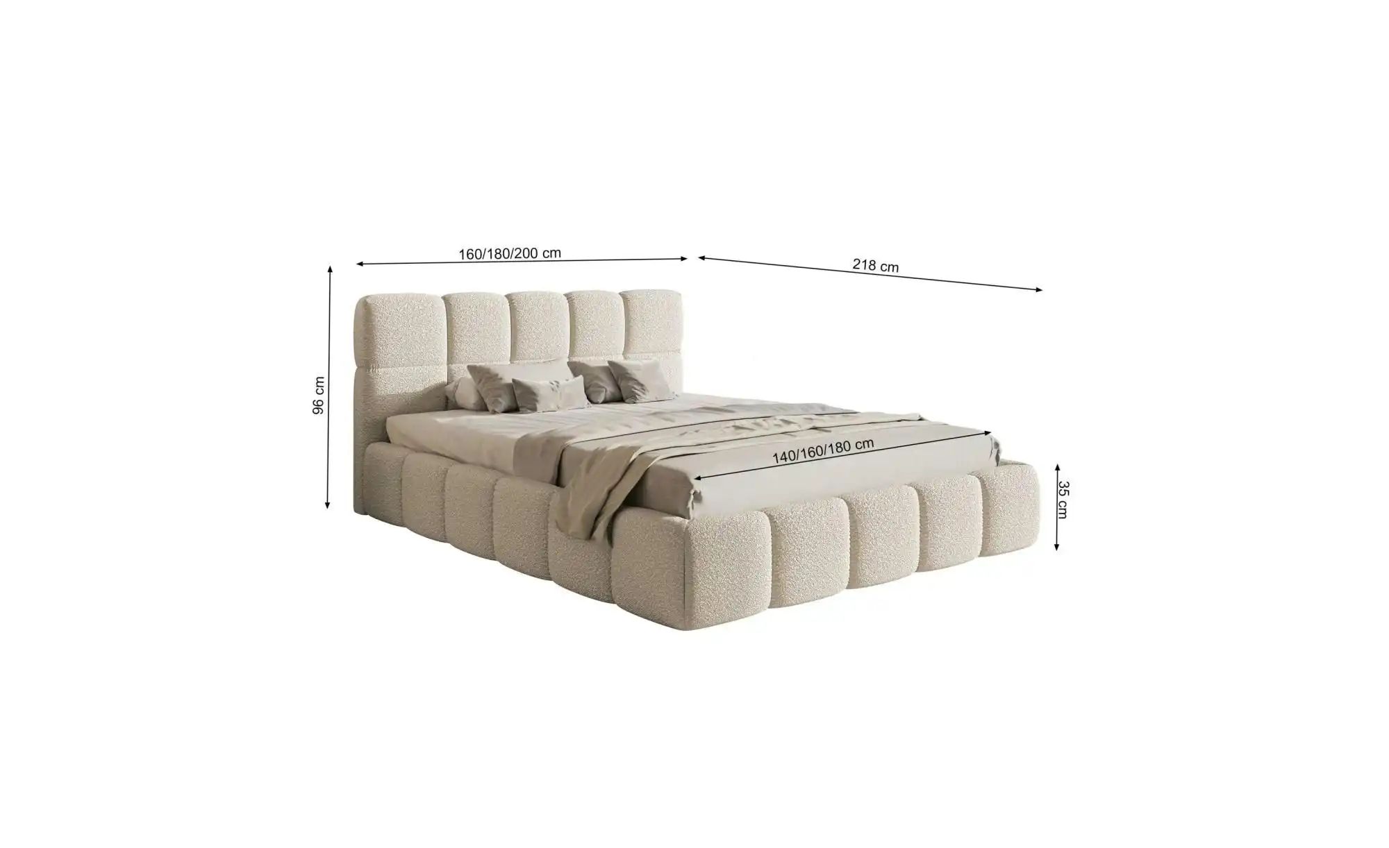 Polsterbett  Cloudy ¦ beige ¦ Maße (cm): B: 180 H: 96 Betten > Polsterbette günstig online kaufen