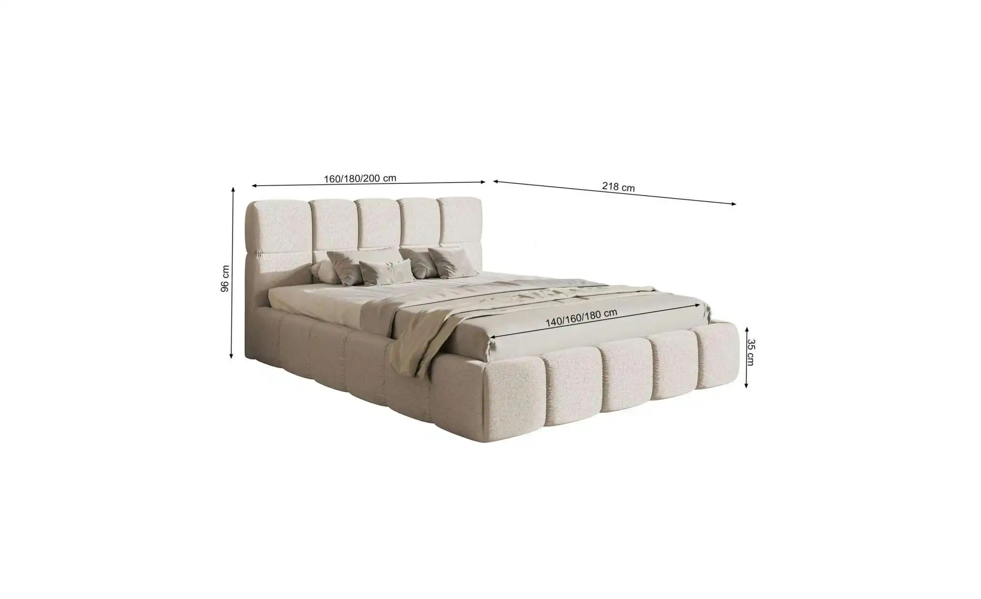 Polsterbett  Cloudy ¦ beige ¦ Maße (cm): B: 220 H: 96 Betten > Polsterbette günstig online kaufen