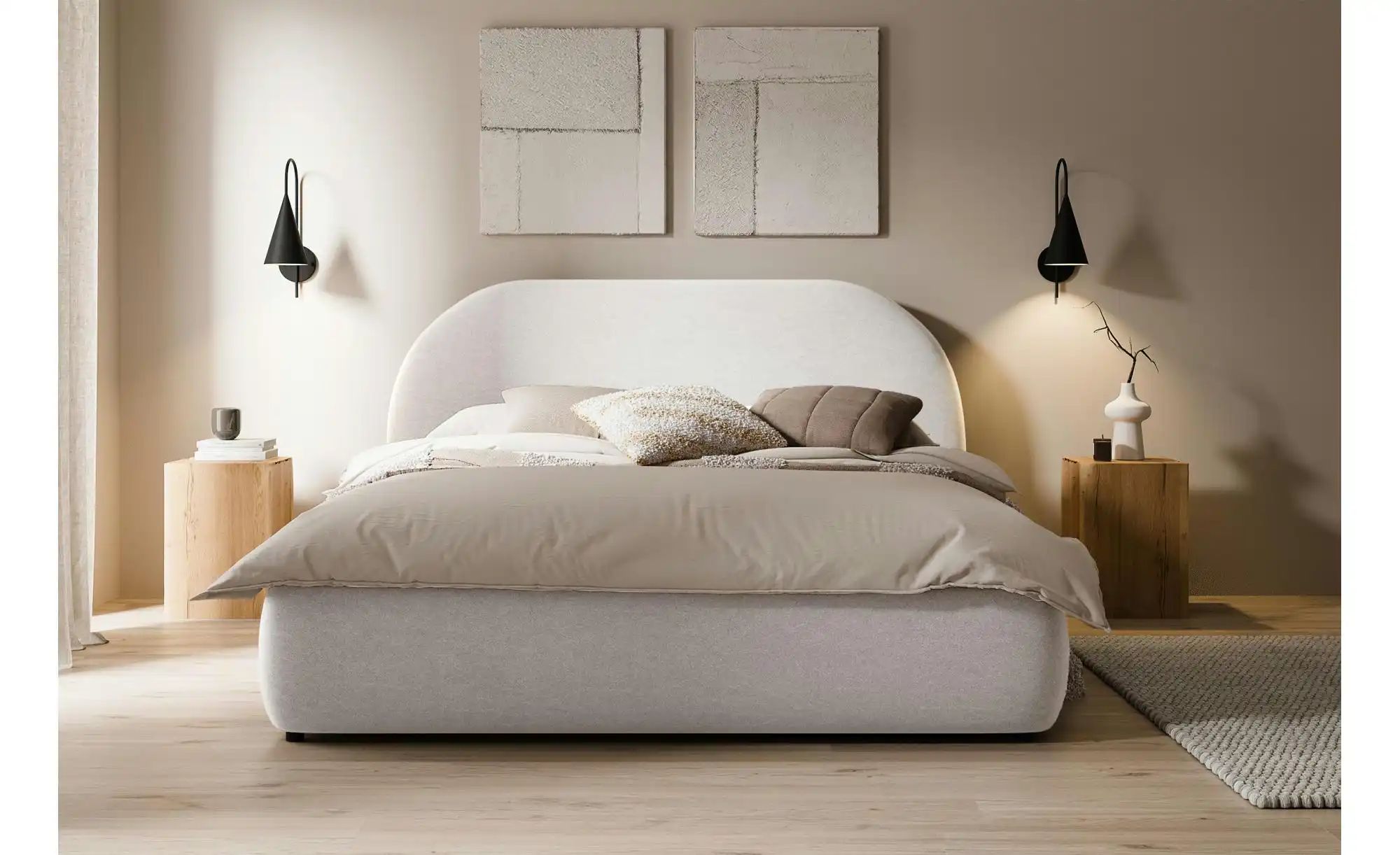 Polsterbett mit Bettkasten   ¦ creme ¦ Maße (cm): B: 218 H: 116 Betten > Po günstig online kaufen