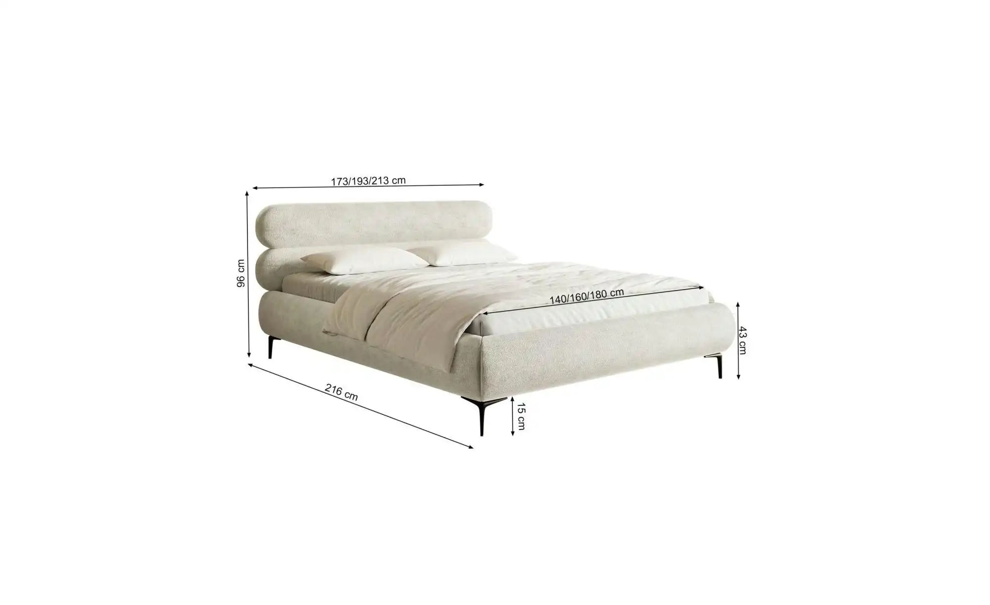 Polsterbett   ¦ creme ¦ Maße (cm): B: 193 H: 96 Betten > Polsterbetten - Hö günstig online kaufen
