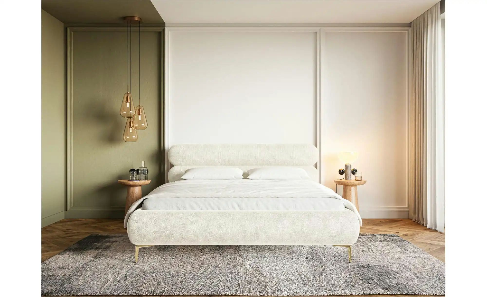 Thumbnail - Selsey Polsterbett in Chenille Roule ¦ creme ¦ Maße (cm): B: 193 H: 96 Betten > Polsterbetten - Höffner