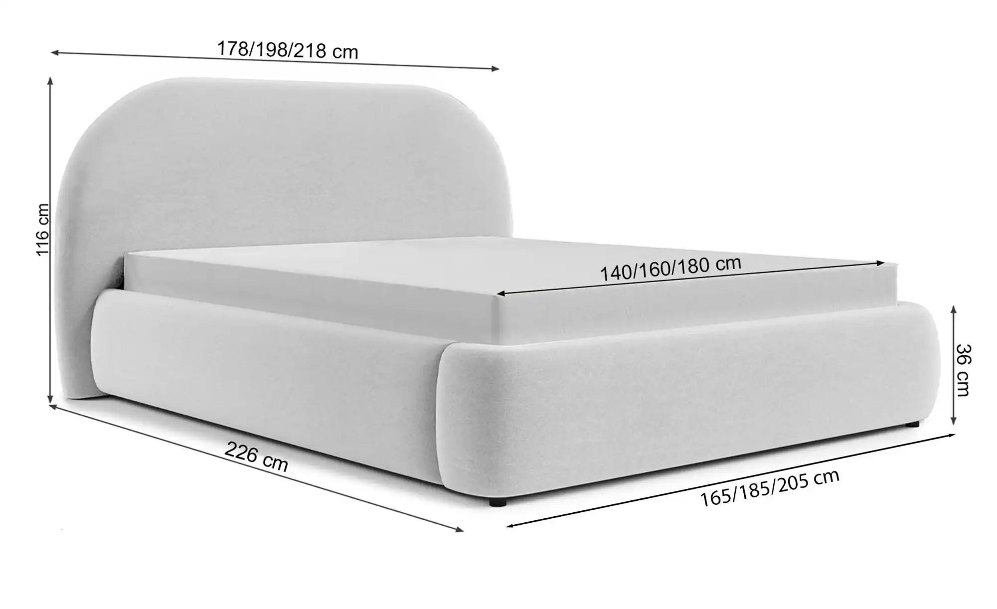 Polsterbett mit Bettkasten   ¦ creme ¦ Maße (cm): B: 178 H: 116 Betten > Po günstig online kaufen