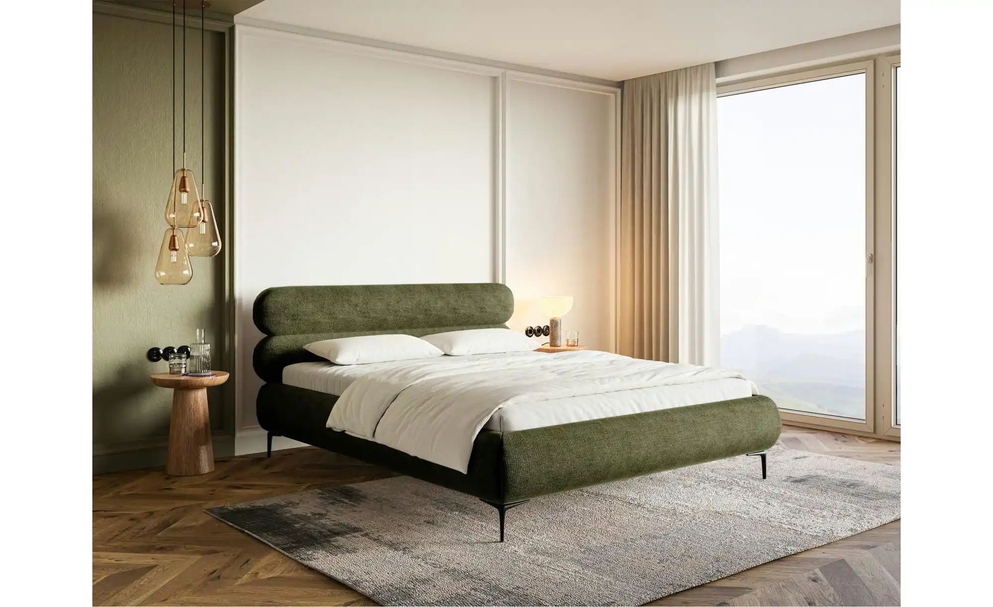 Selsey Polsterbett in Chenille Roule ¦ grün ¦ Maße (cm): B: 173 H: 96 Bette günstig online kaufen