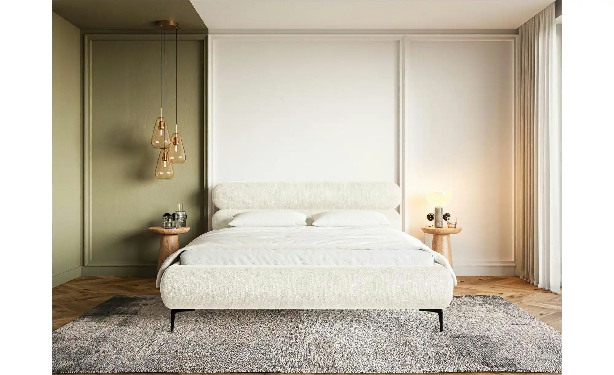 Thumbnail - Selsey Polsterbett in Chenille Roule ¦ creme ¦ Maße (cm): B: 193 H: 96 Betten > Polsterbetten - Höffner