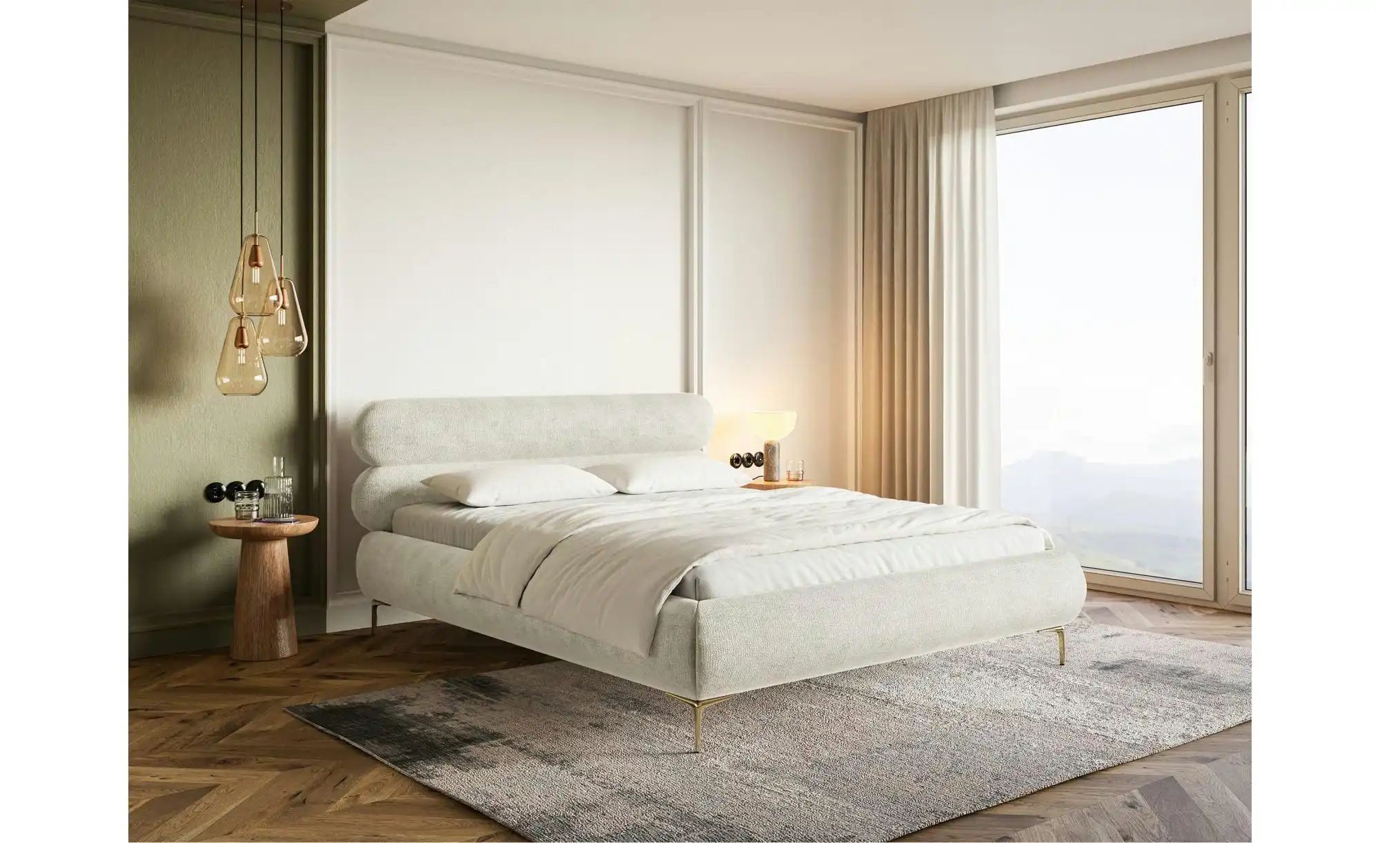 Selsey Polsterbett in Chenille Roule ¦ beige ¦ Maße (cm): B: 193 H: 96 Bett günstig online kaufen