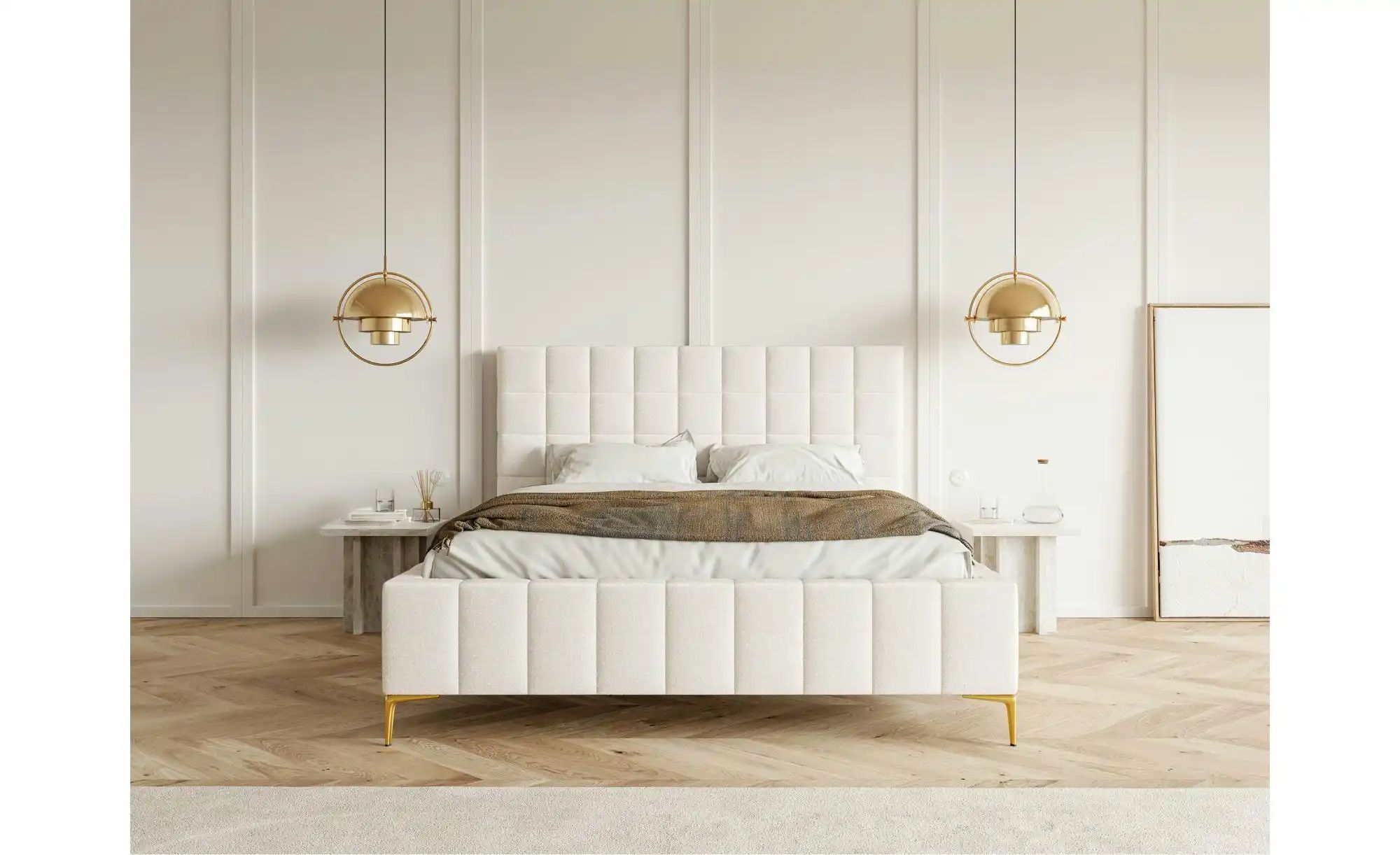 Polsterbett mit Bettkasten   ¦ creme ¦ Maße (cm): B: 180 H: 126 Betten > Po günstig online kaufen